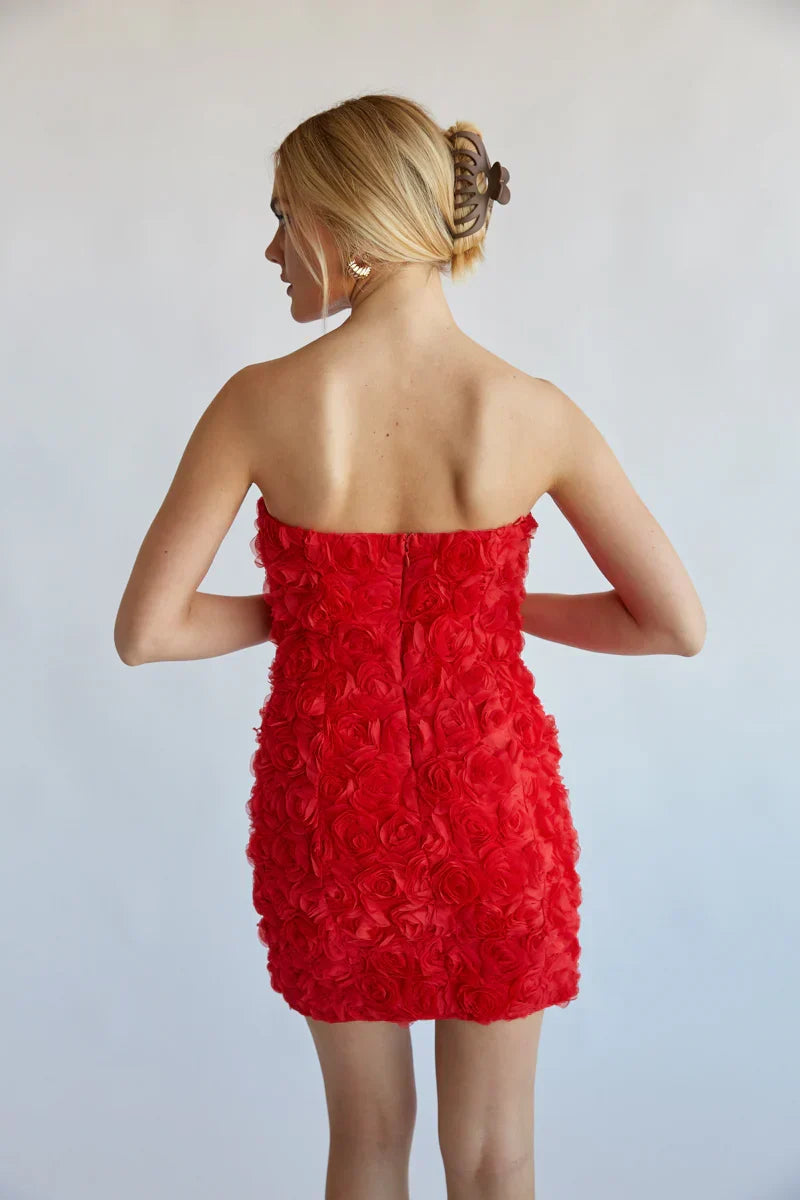 Mini-robe moulante Angelia sans bretelles rose