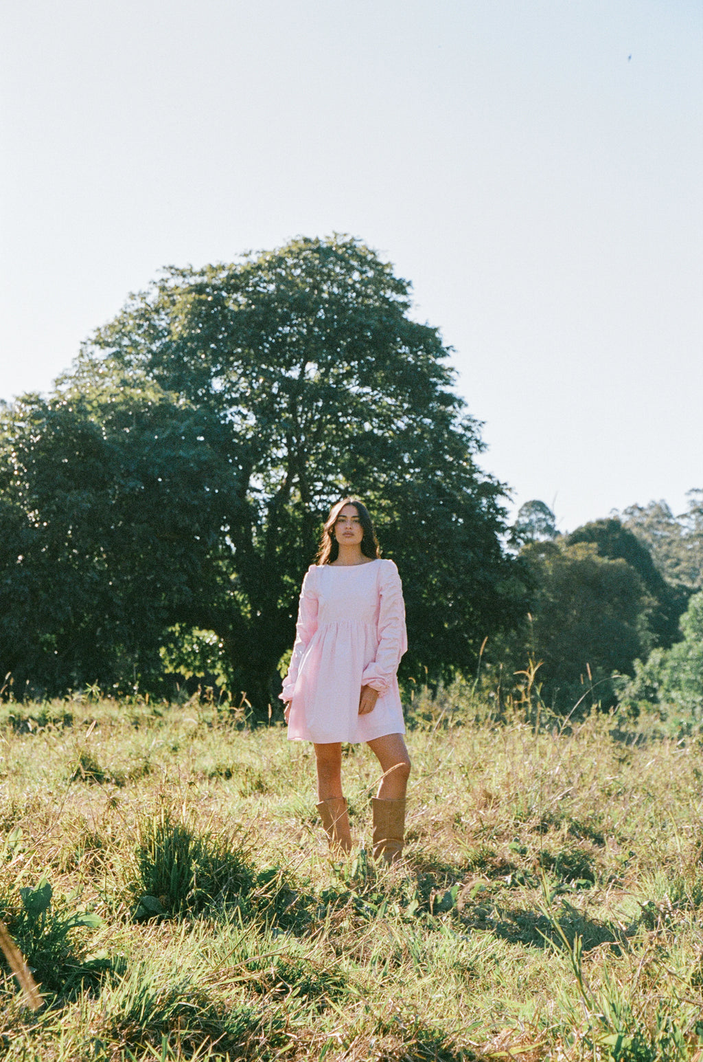Robe courte à manches longues Micaela - Rose