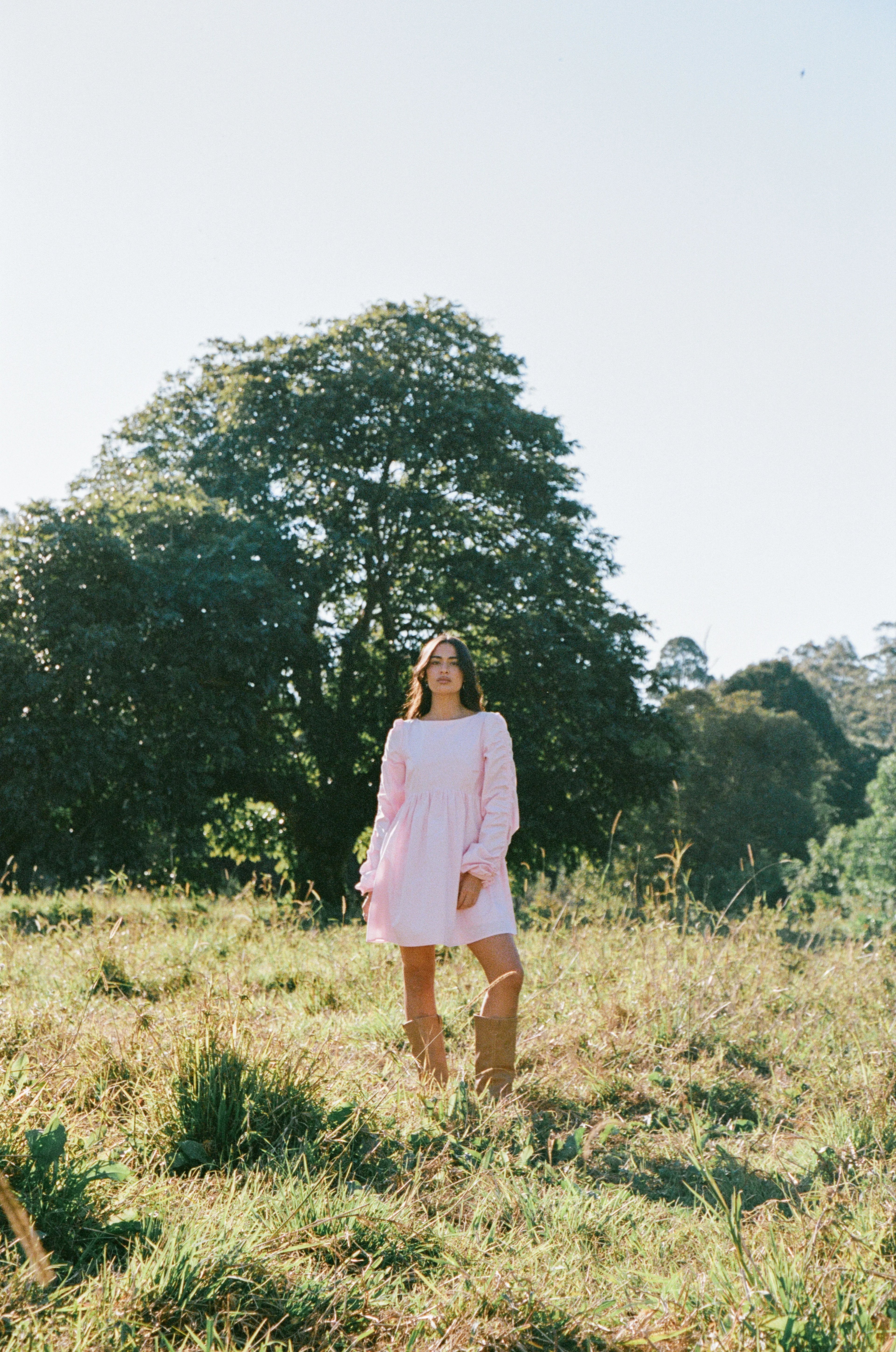 Robe courte à manches longues Micaela - Rose