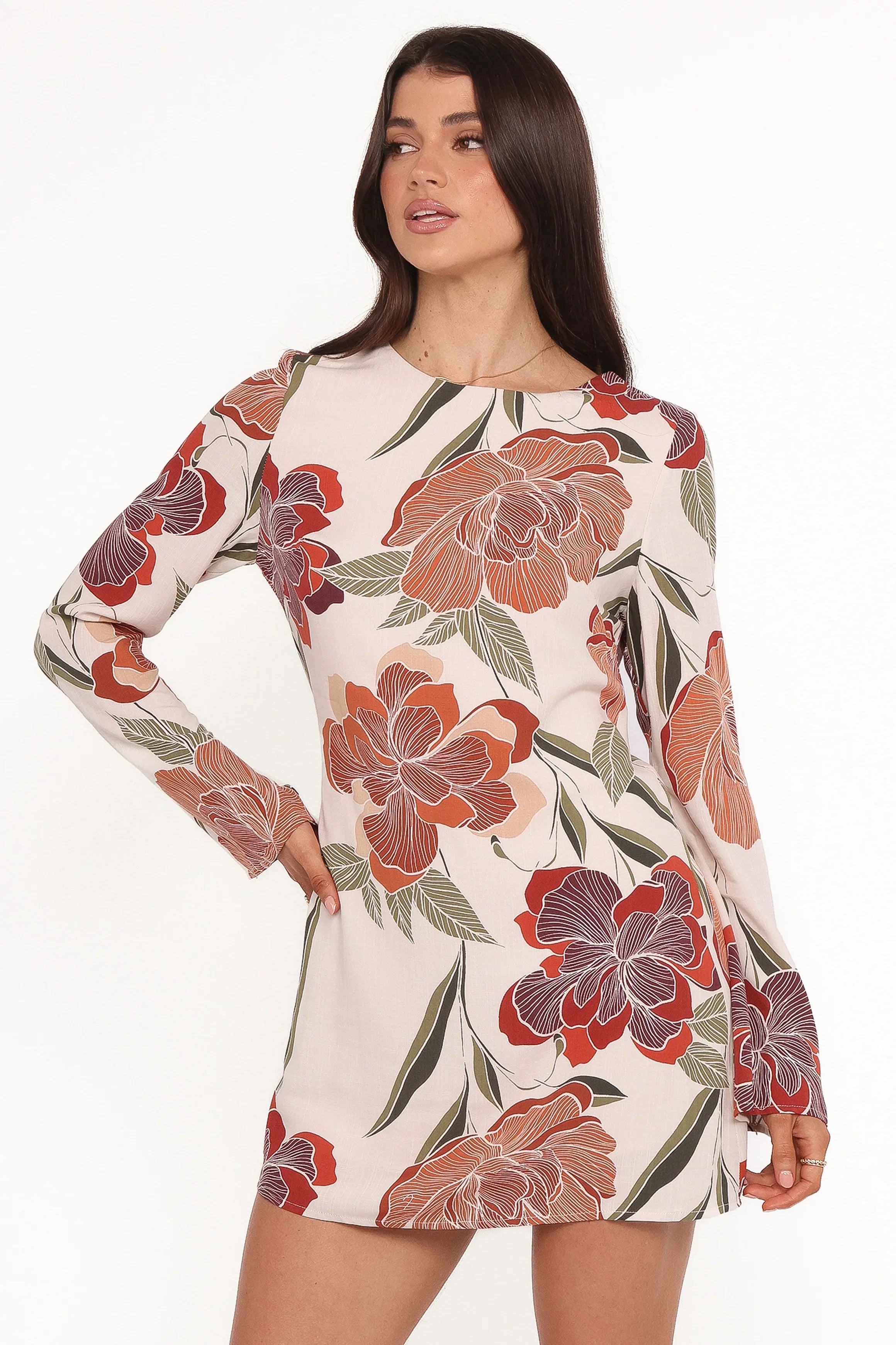 Mini-robe Elanira - Motif floral d'automne