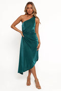 Robe mi-longue Emma asymétrique - Bleu sarcelle