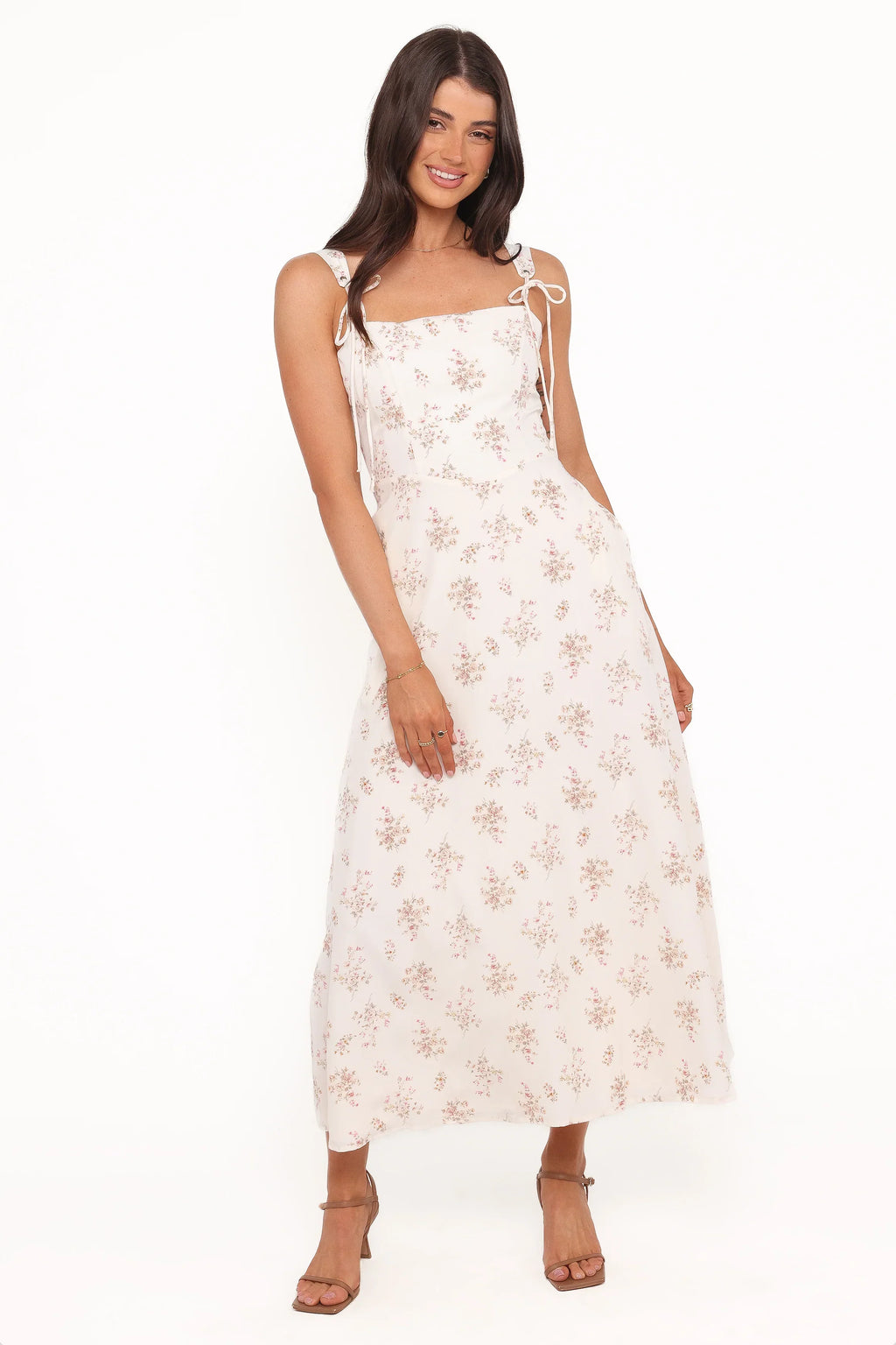 Clarissa Midi Dress - White Floral
