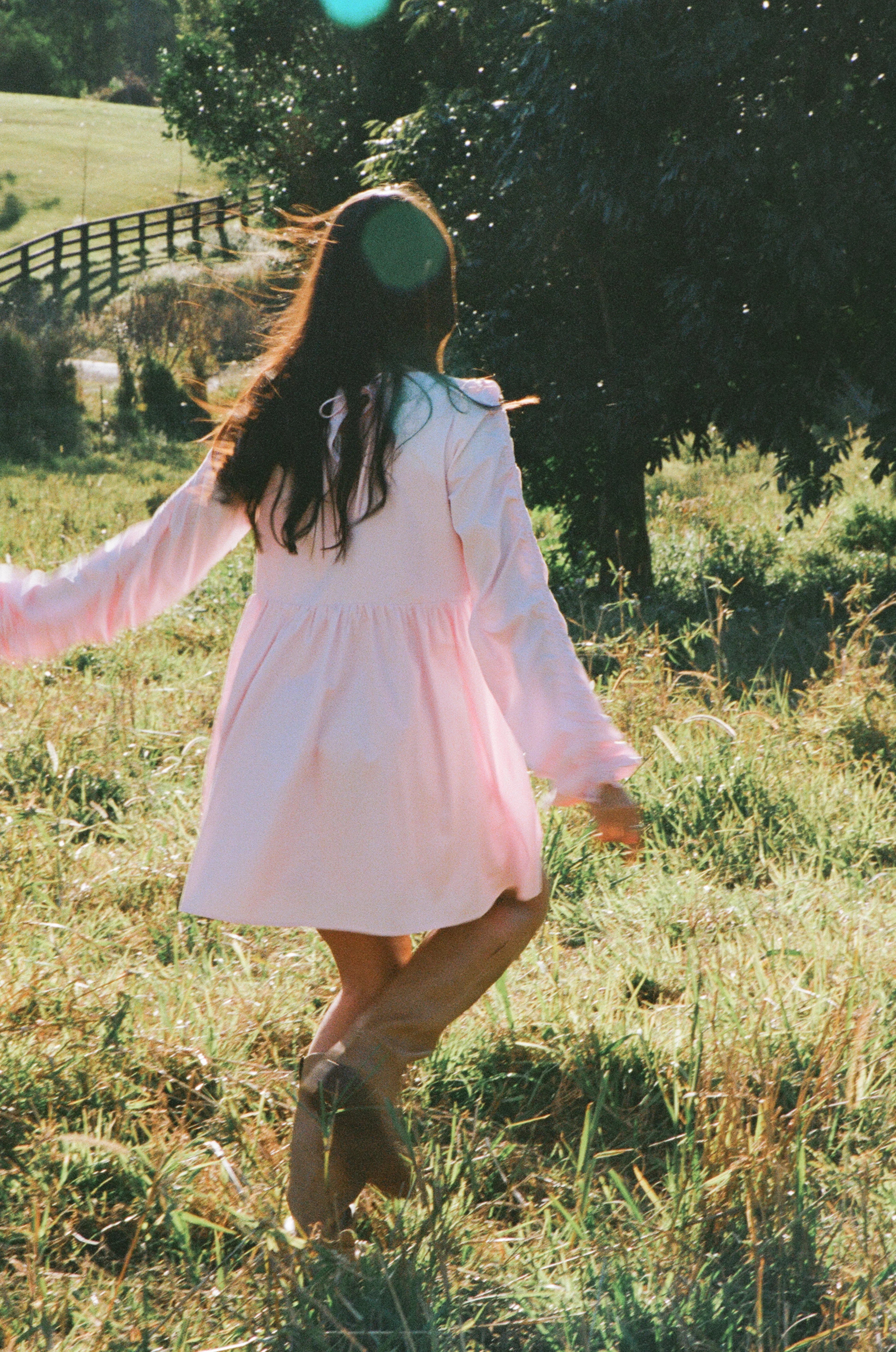 Robe courte à manches longues Micaela - Rose