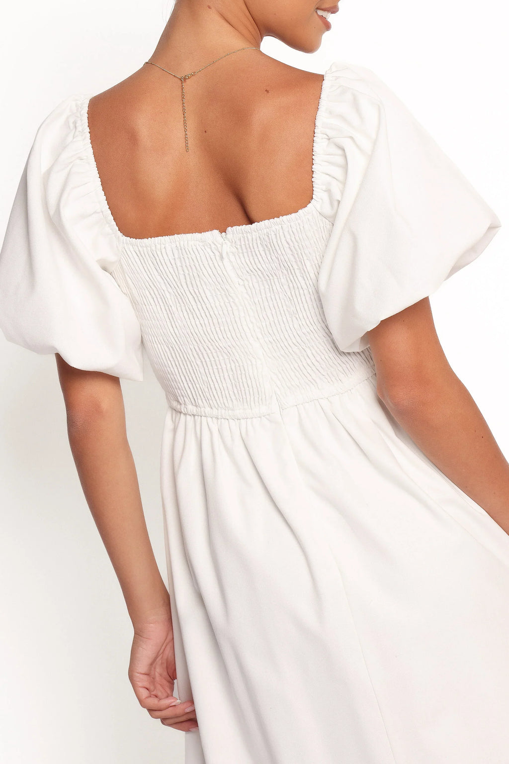 Robe midi Clo à manches bouffantes - Blanc