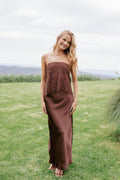 Robe longue sans bretelles Lelita - Marron