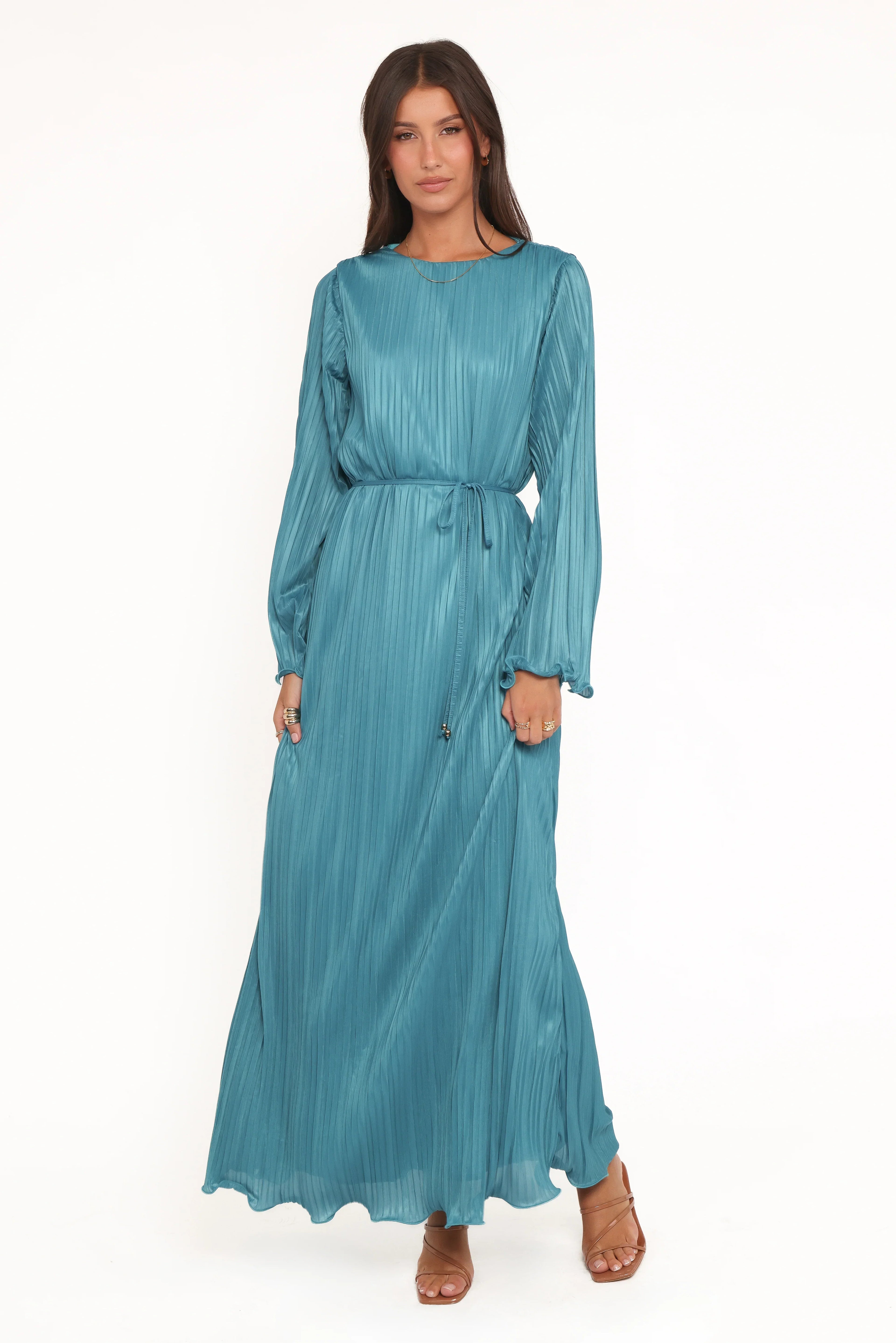 Robe longue Armena à manches longues – sarcelle