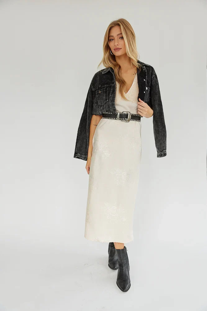 Robe midi Dahlia à encolure américaine