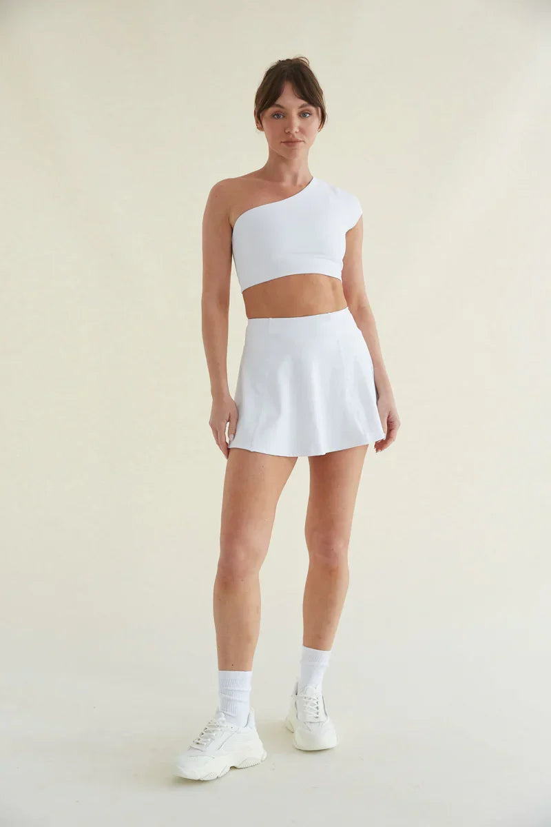 Mia Smoothing One Shoulder Crop Top in White