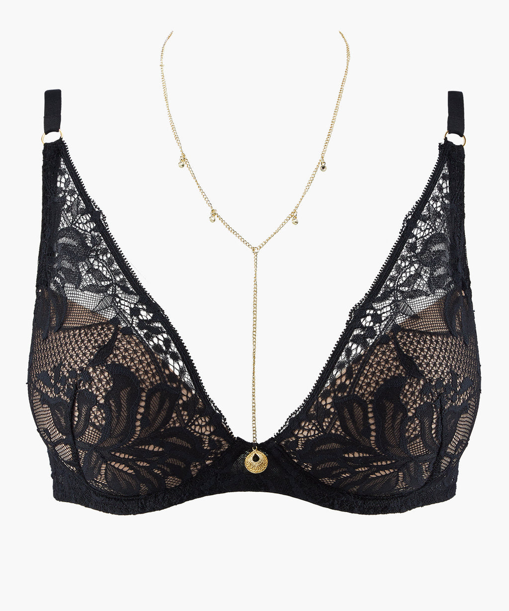 Gold Pleasure Plunge foulard soutien-gorge Noir Léger