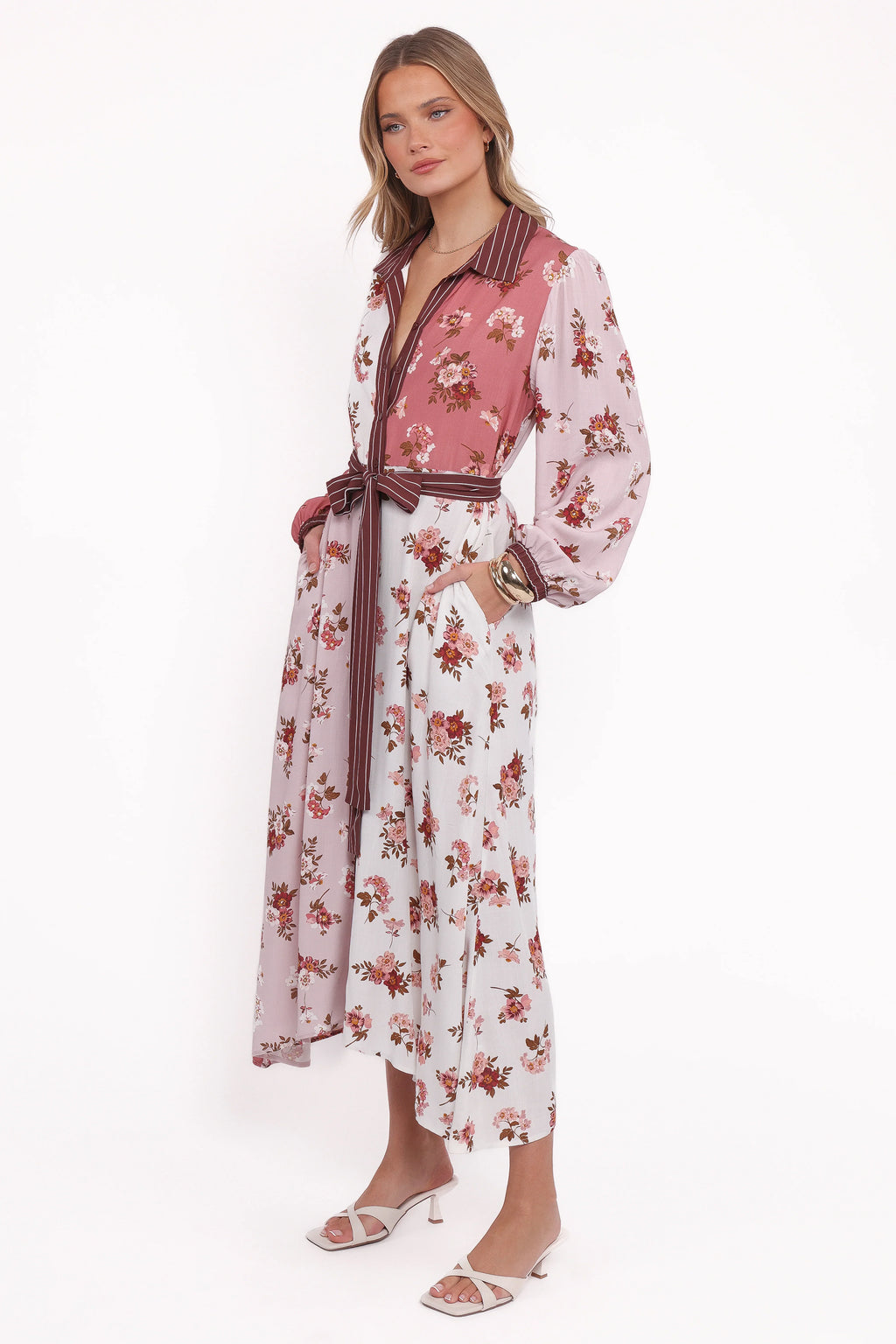 Robe midi longue à manches longues Maiden - First Blush