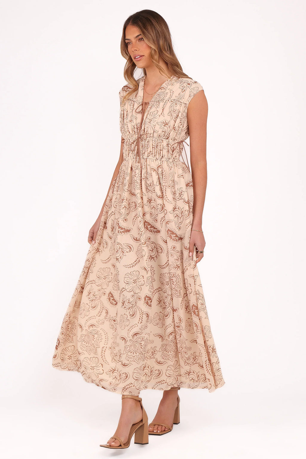 Robe midi Safira - Motif cachemire marron