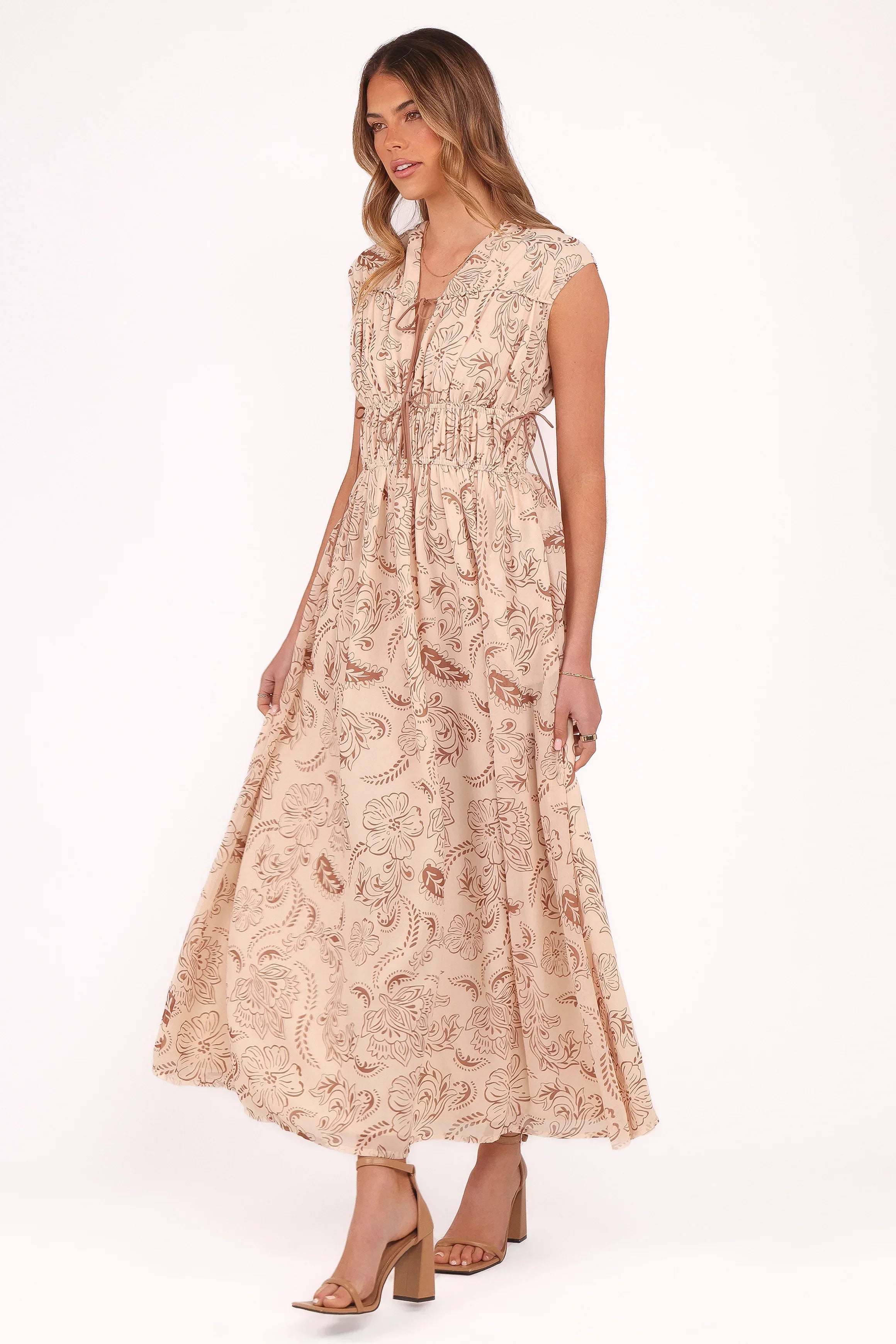 Robe midi Safira - Motif cachemire marron