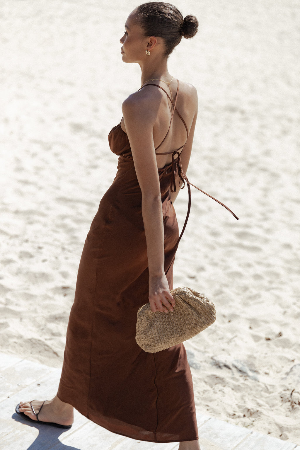 Robe longue Amalia – Chocolat