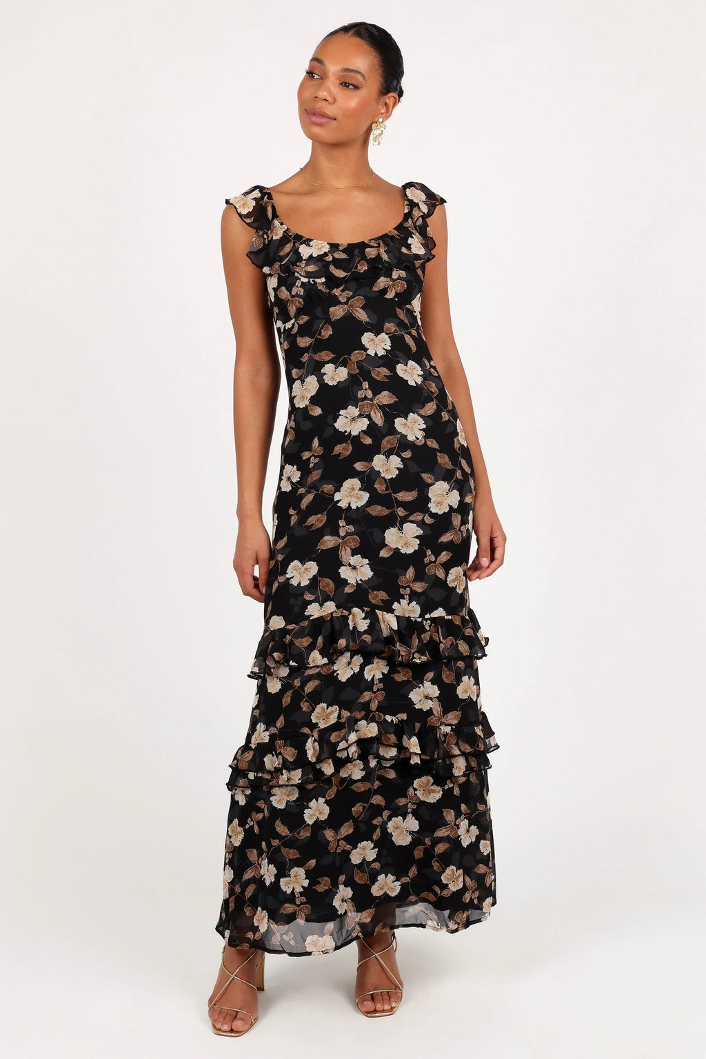Robe longue Irelynn - Imprimé floral noir