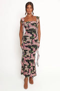 Robe longue Chiara - Noir fleuri