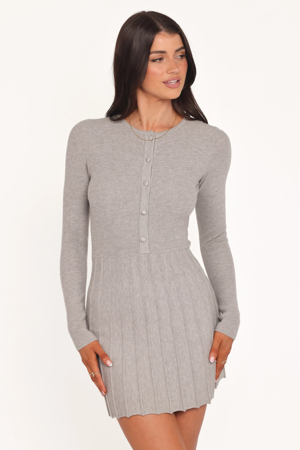 Mini-robe à manches longues Darlina - Gris chiné