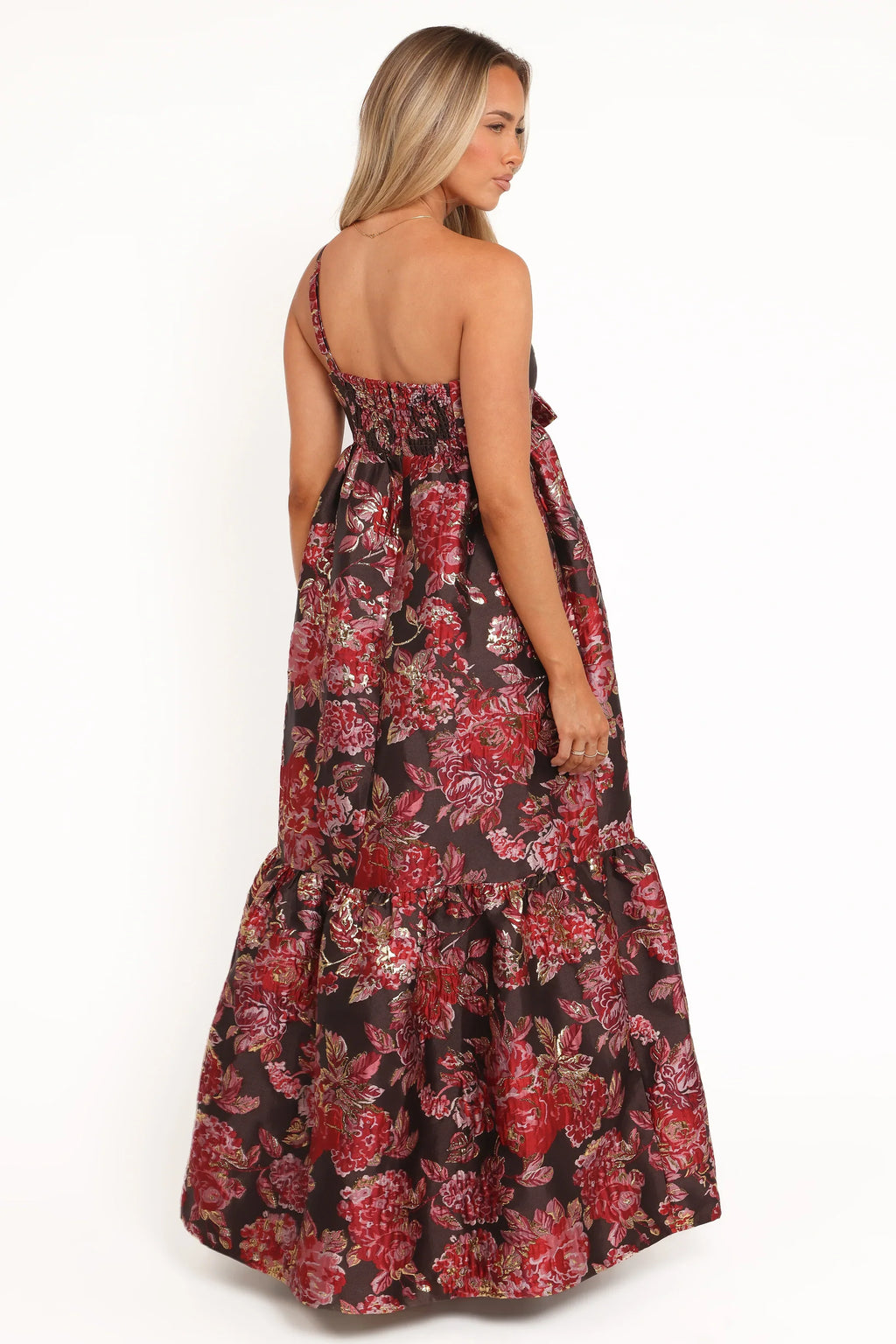 Robe longue Betina à nœud - Imprimé floral marron