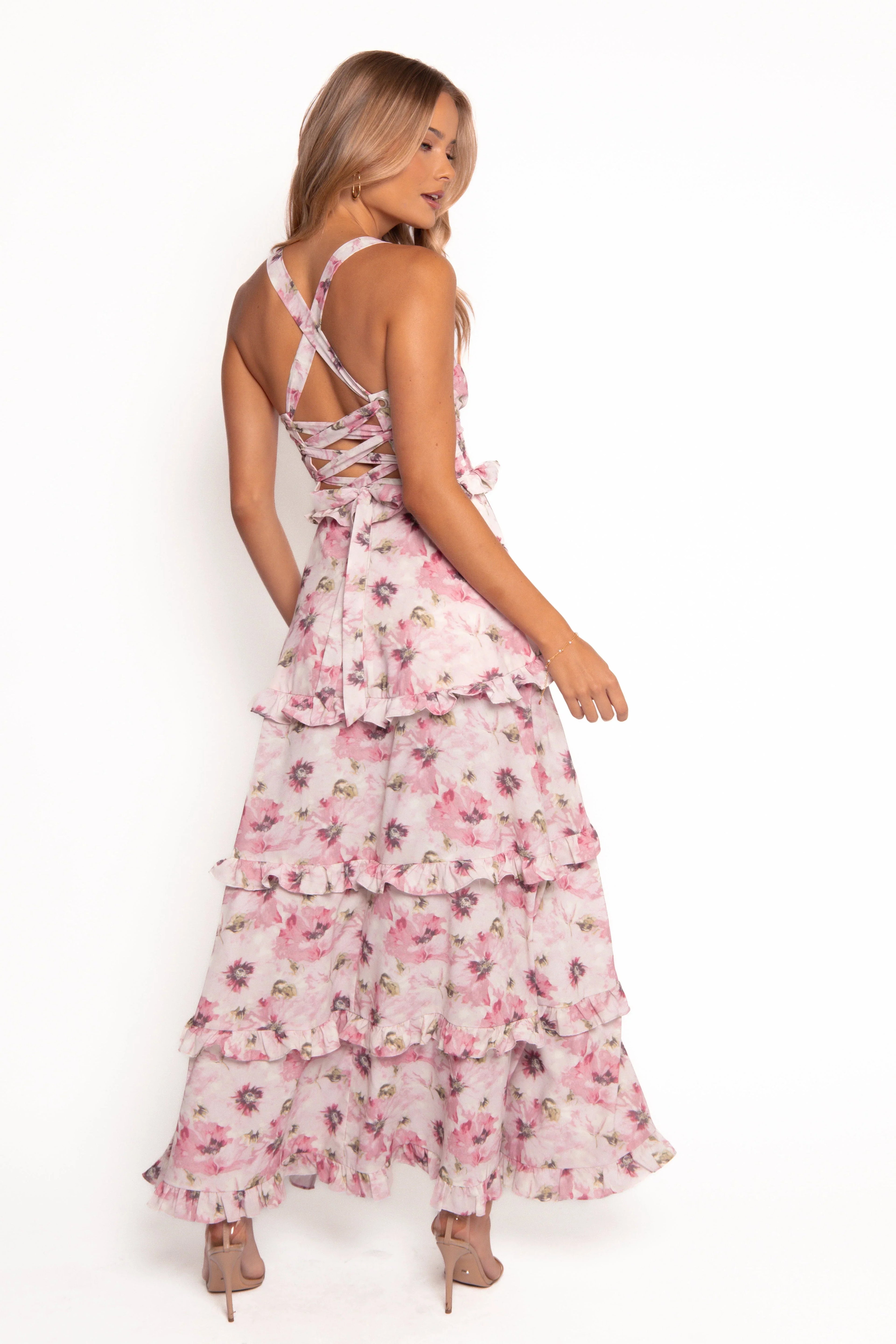 Robe longue étagée Lillee - Rose épanoui
