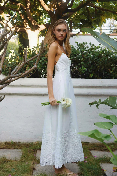 Aelia Embroidered Eyelet Maxi Dress