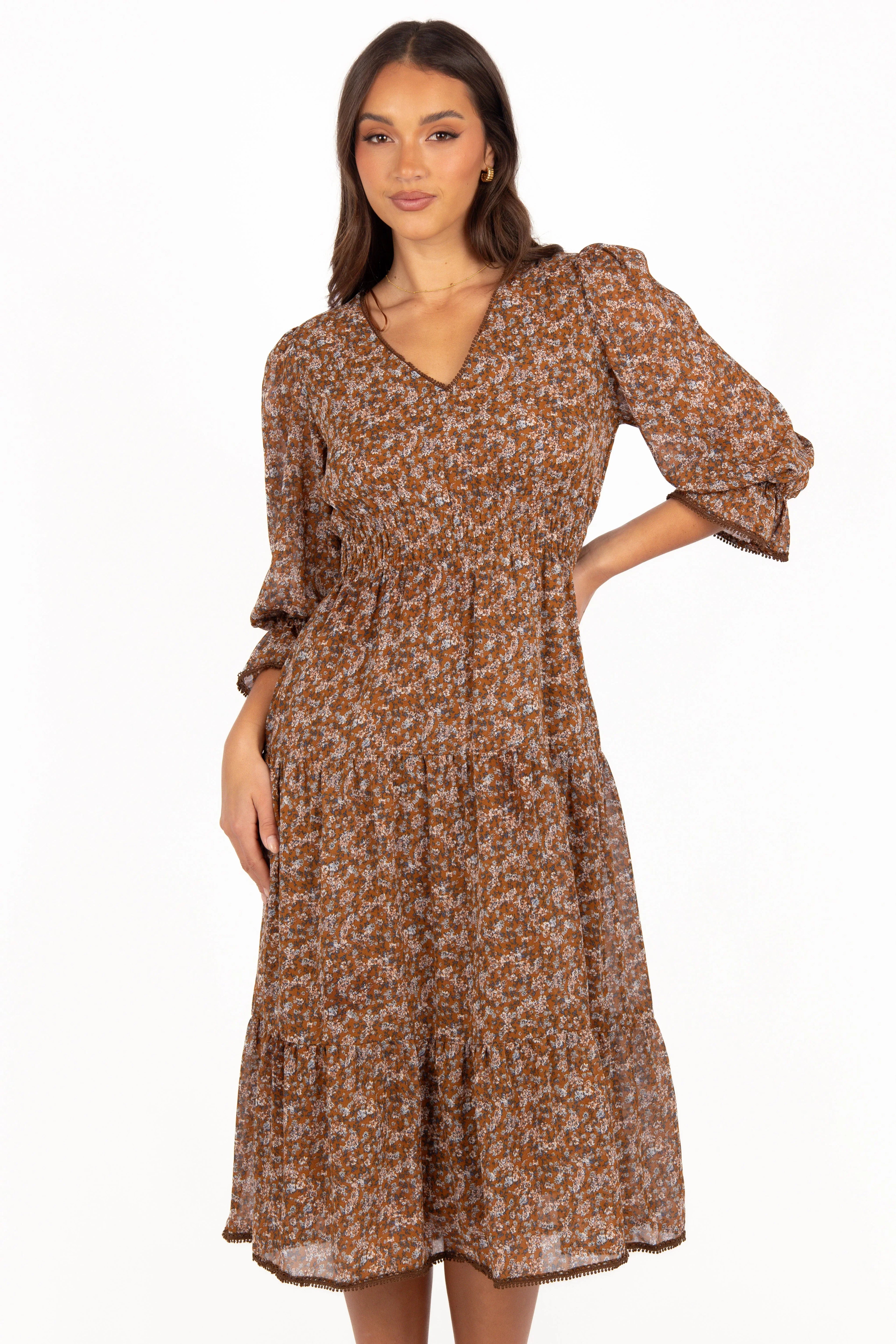 Robe mi-longue Simone - Camel