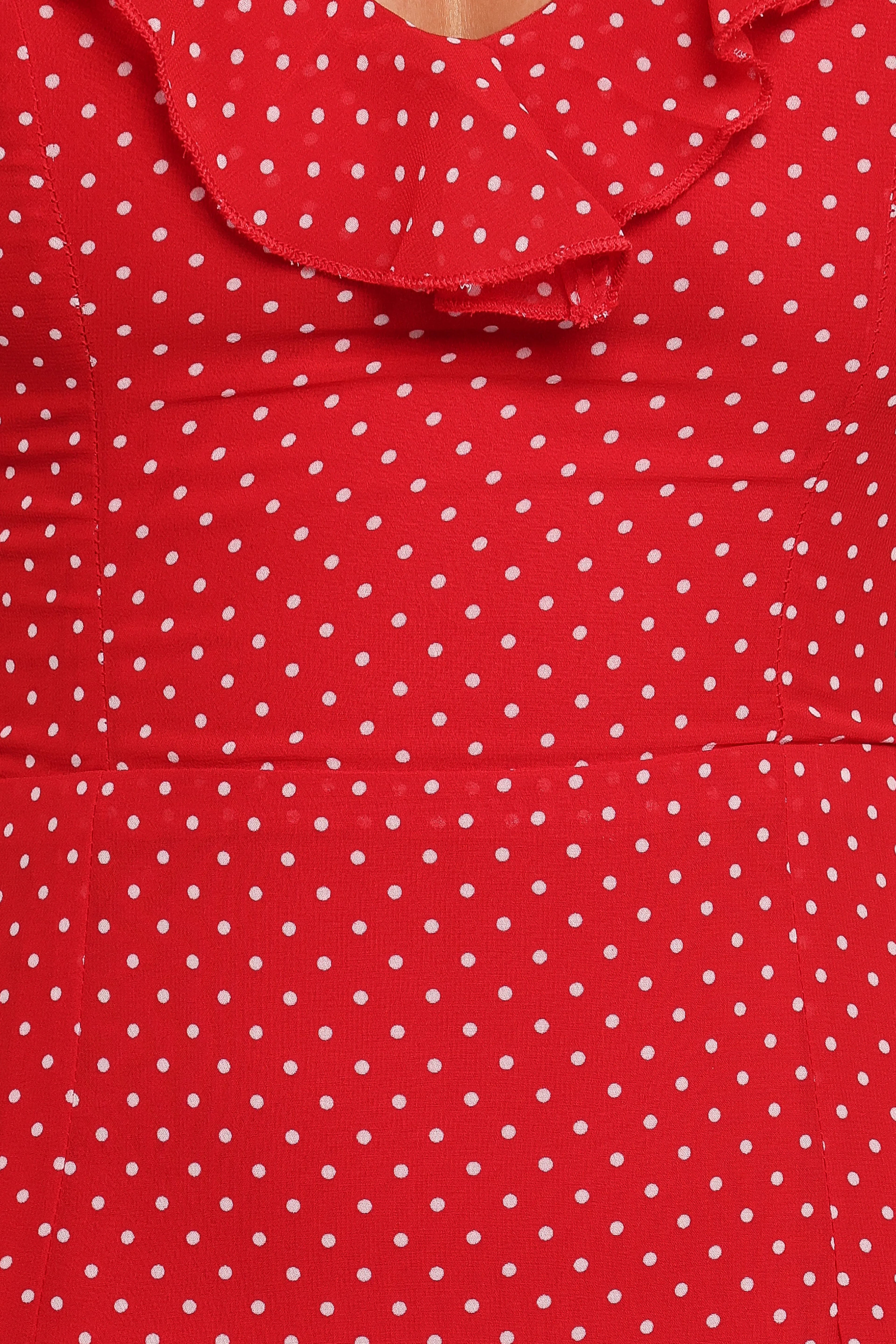 Robe longue Judy - Rouge à pois