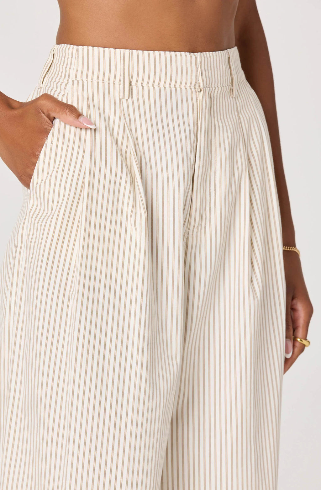 Neha Striped Linen High-Rise Wide Leg Pants