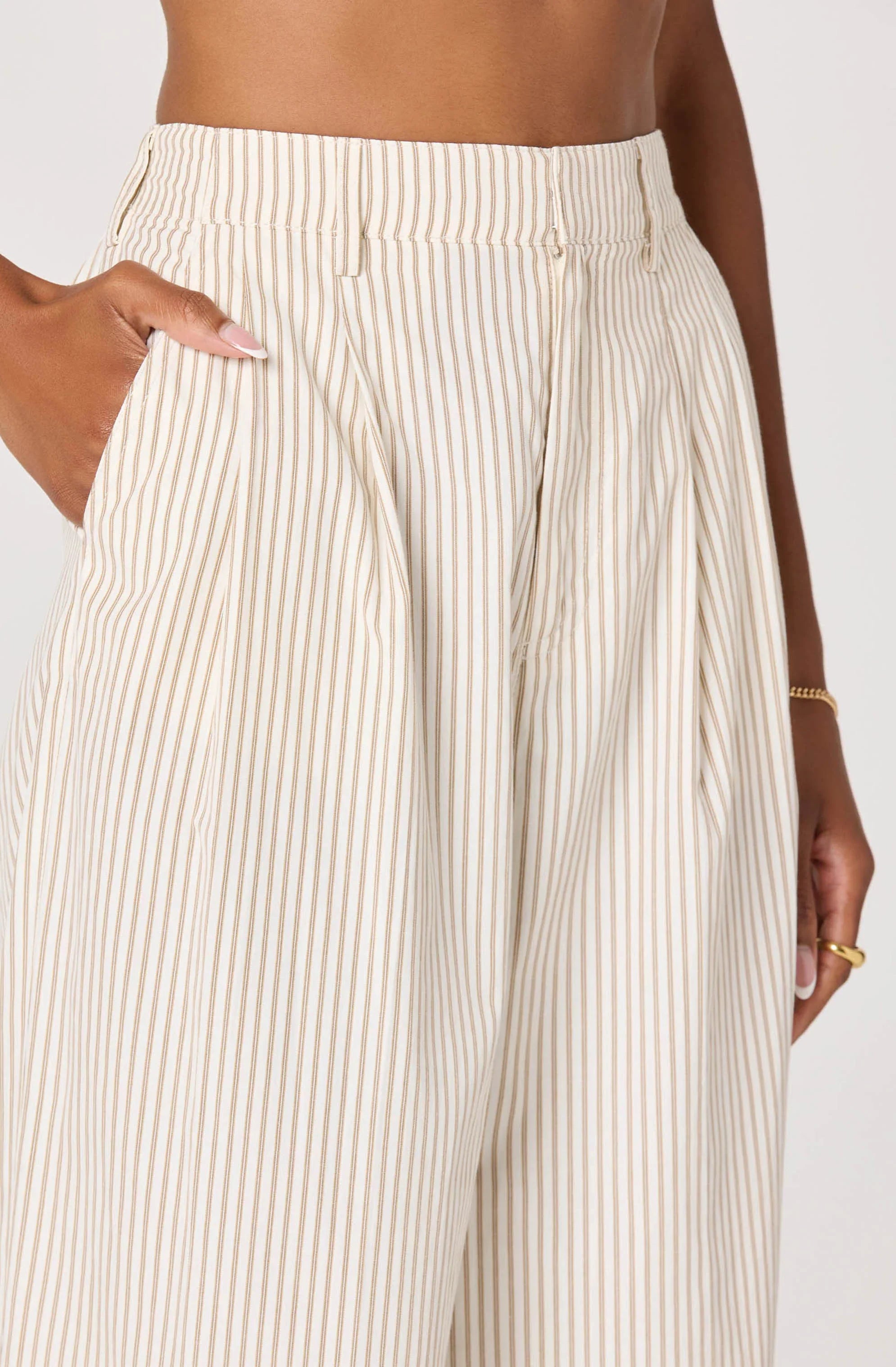 Neha Striped Linen High-Rise Wide Leg Pants
