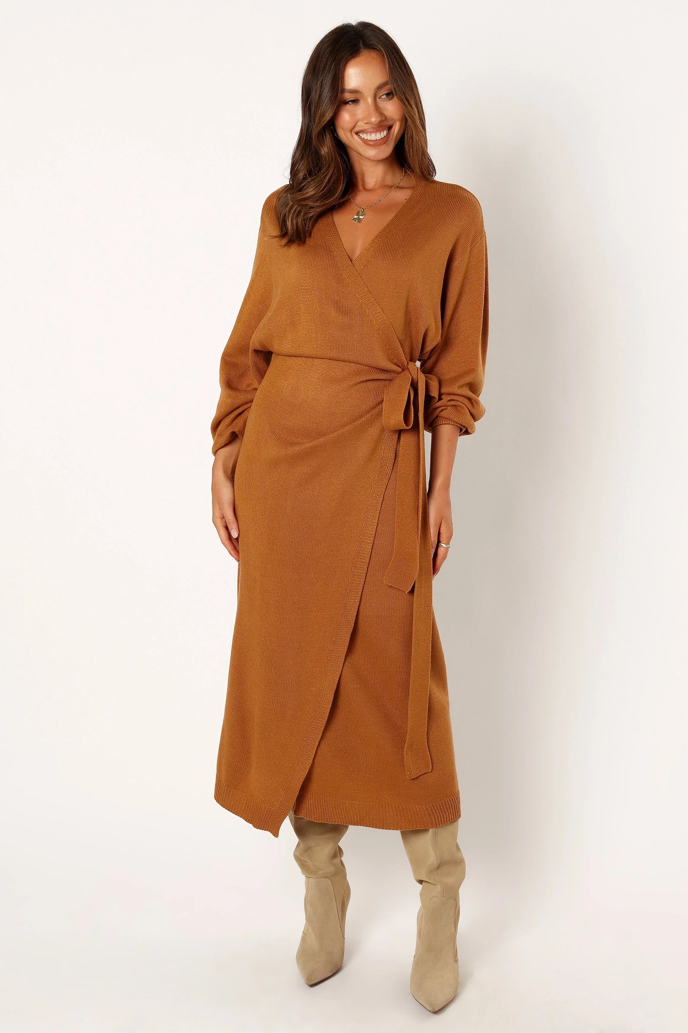 Robe midi en maille Nova - Camel