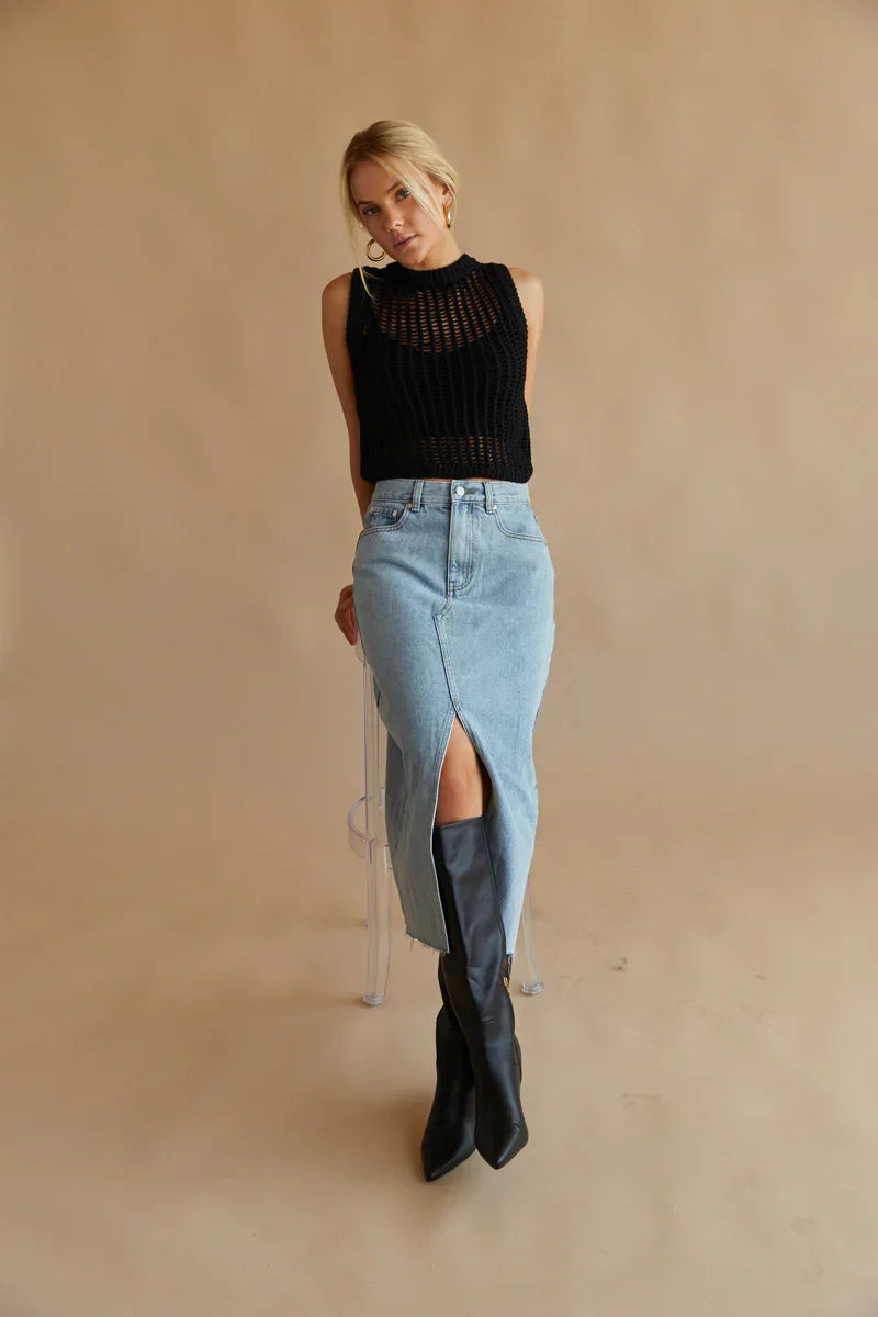 Jupe-midi en jean Hayden