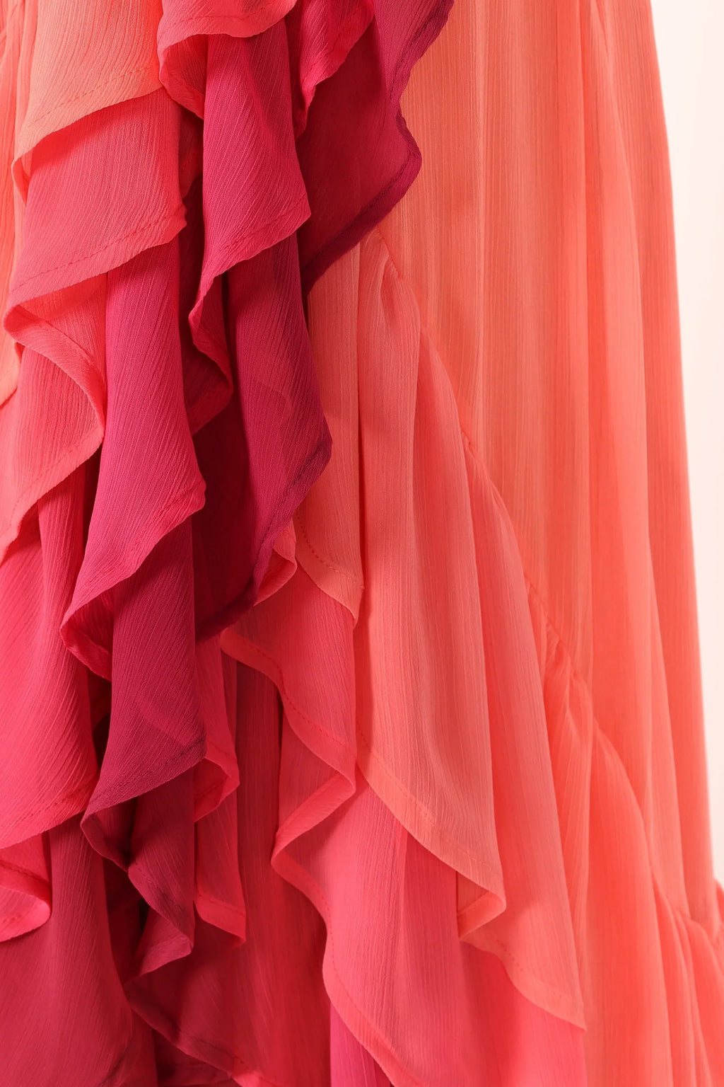 Robe longue étagée BomBon - Rose corail vif