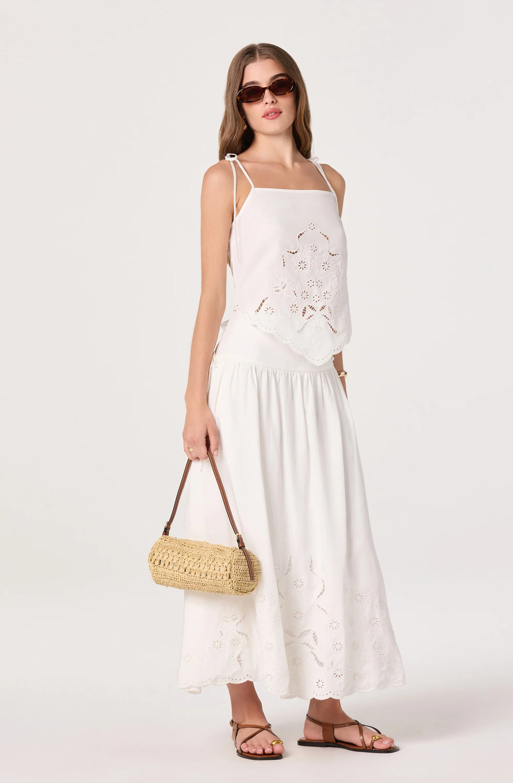 Stevie Embroidered Midi Skirt