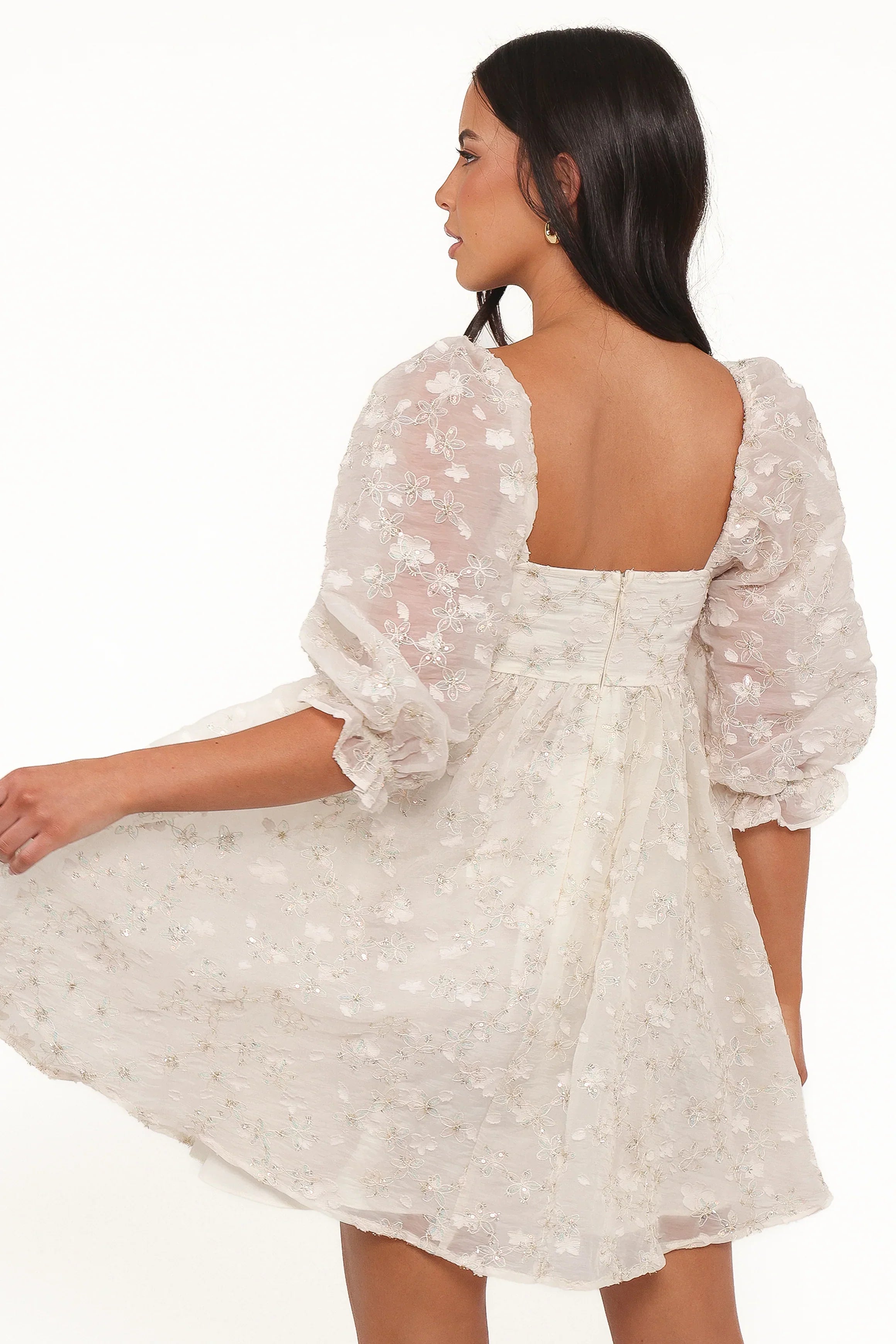 Mini-robe Lillan - Paillettes ivoire