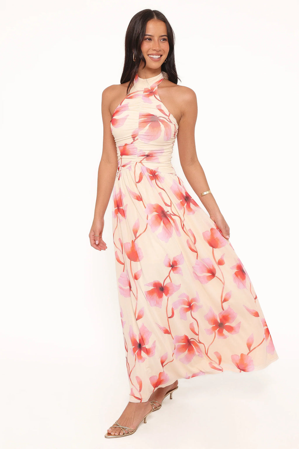 Robe longue Kaira à dos nu - Rose fleuri