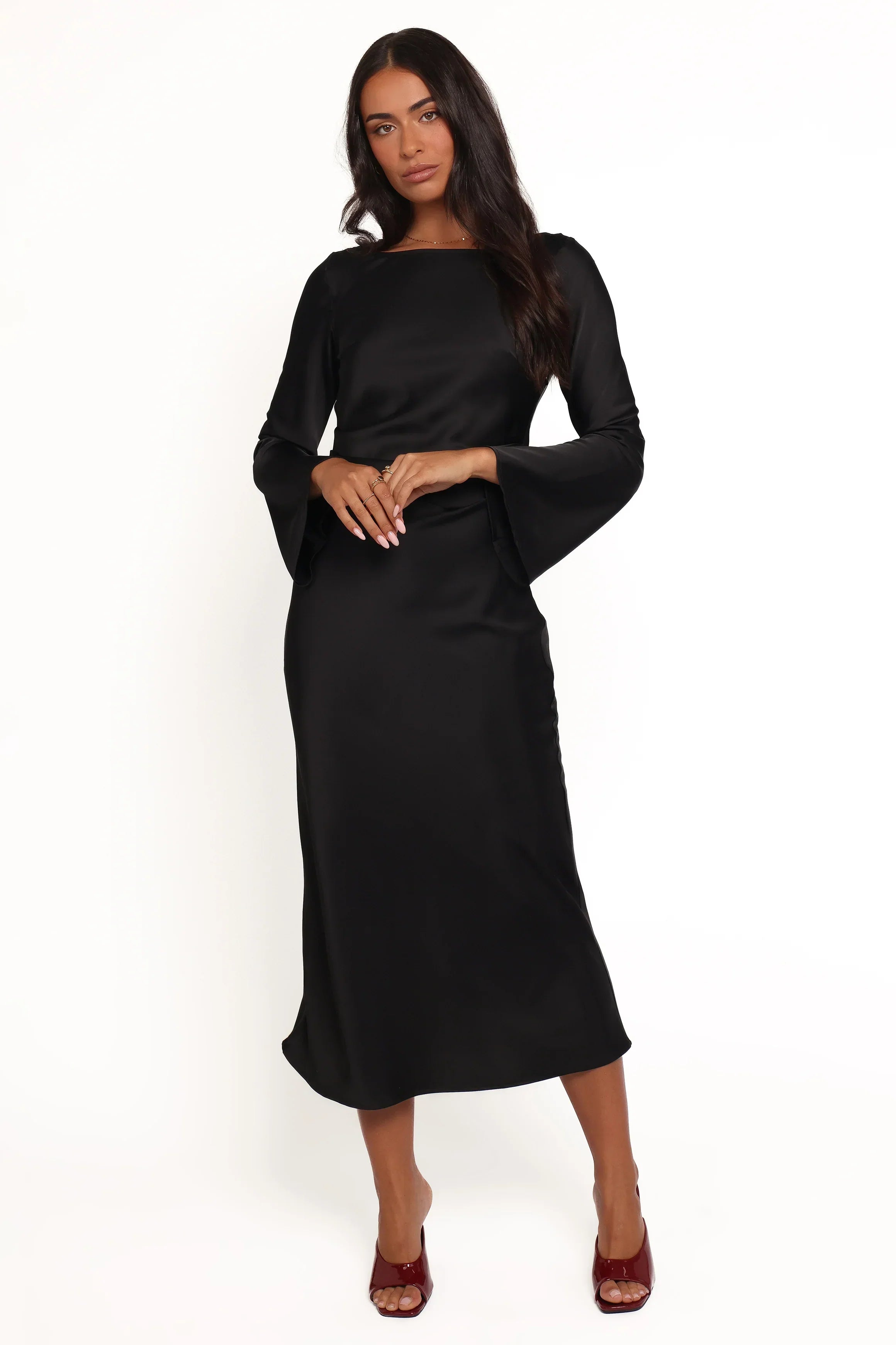 Robe longue Kalyssa à manches longues - Noire