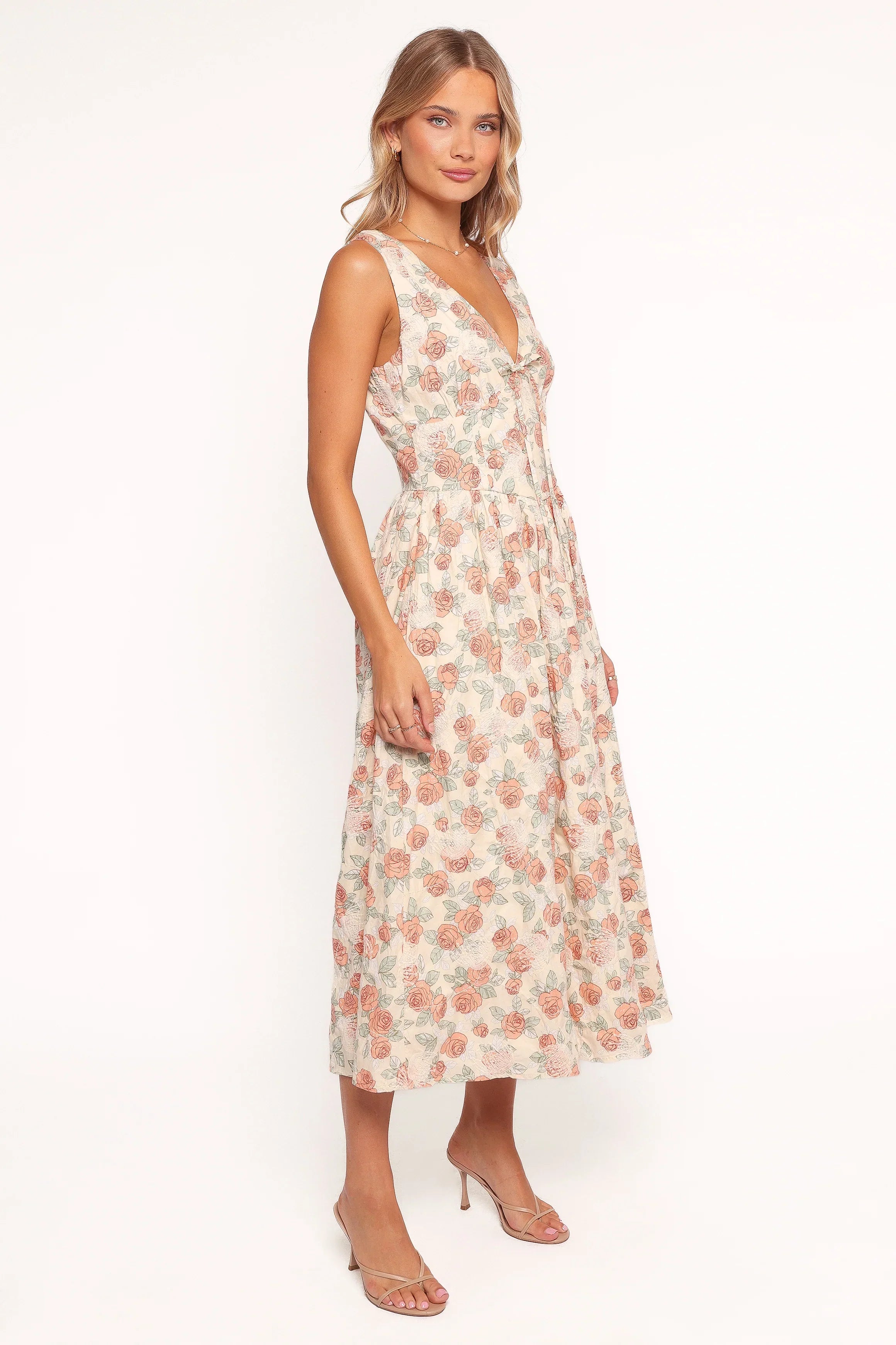 Robe midi Velda – Fleurs roses