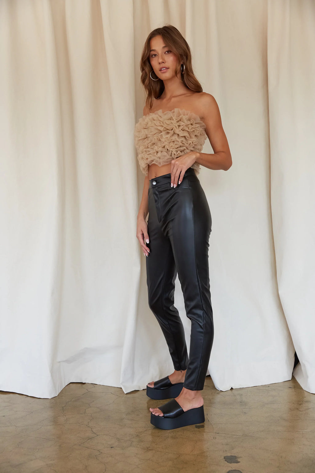 Pantalon skinny taille haute Kenny en similicuir