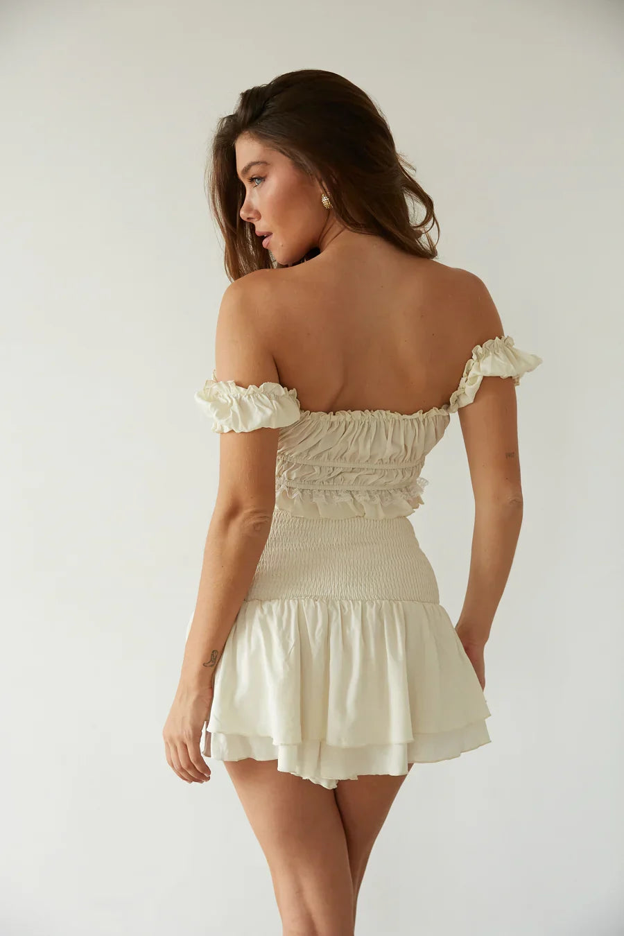 Jupe-short Kaylor smockée à volants