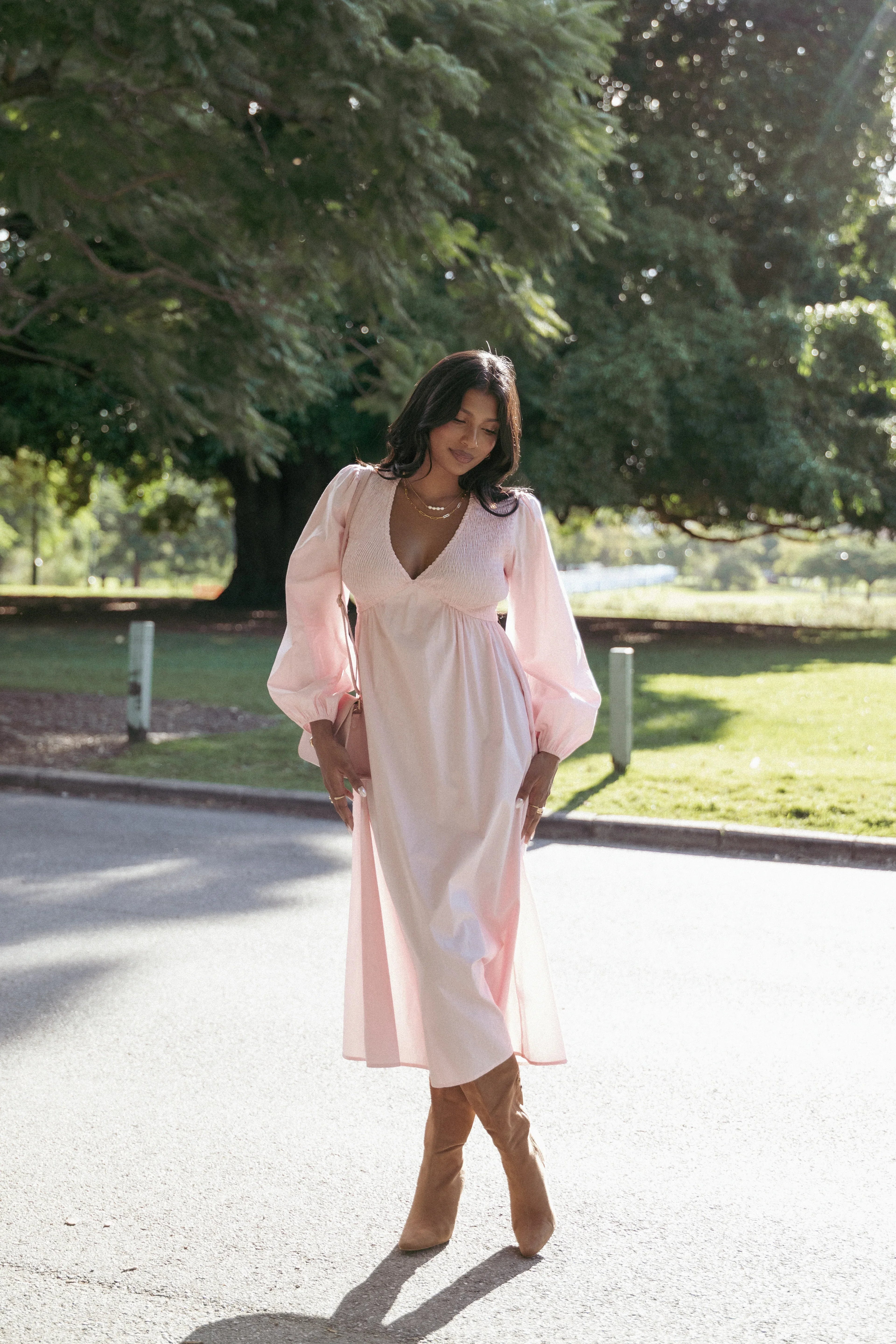Robe longue Ilyana à manches longues - Rose