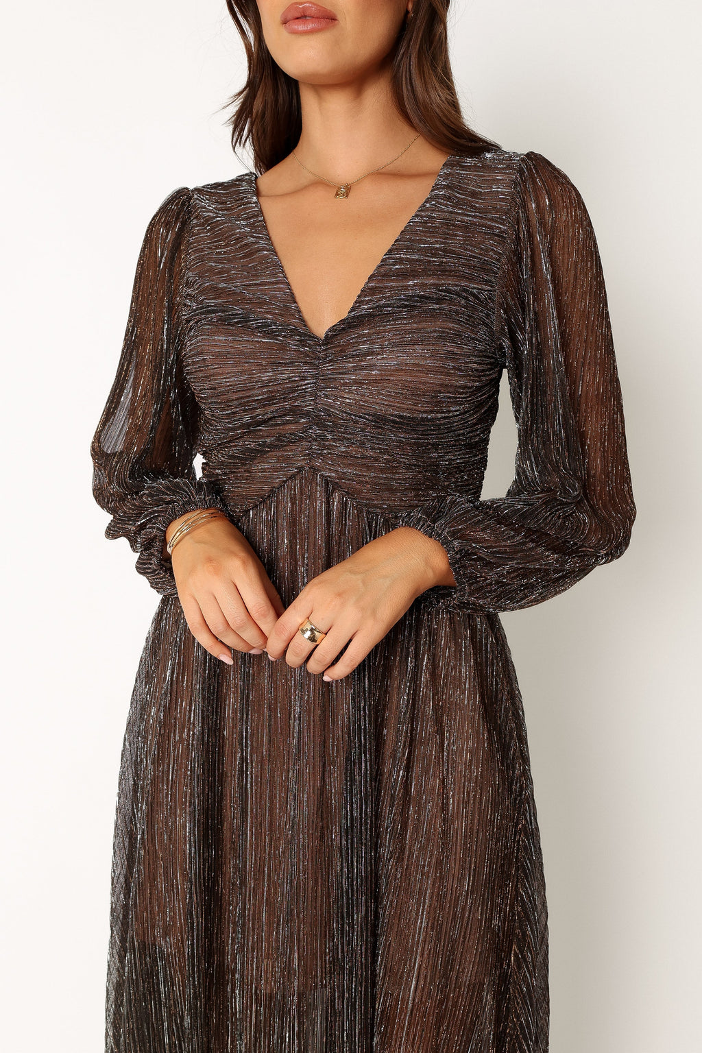 Robe midi à manches longues Lustre - Bronze