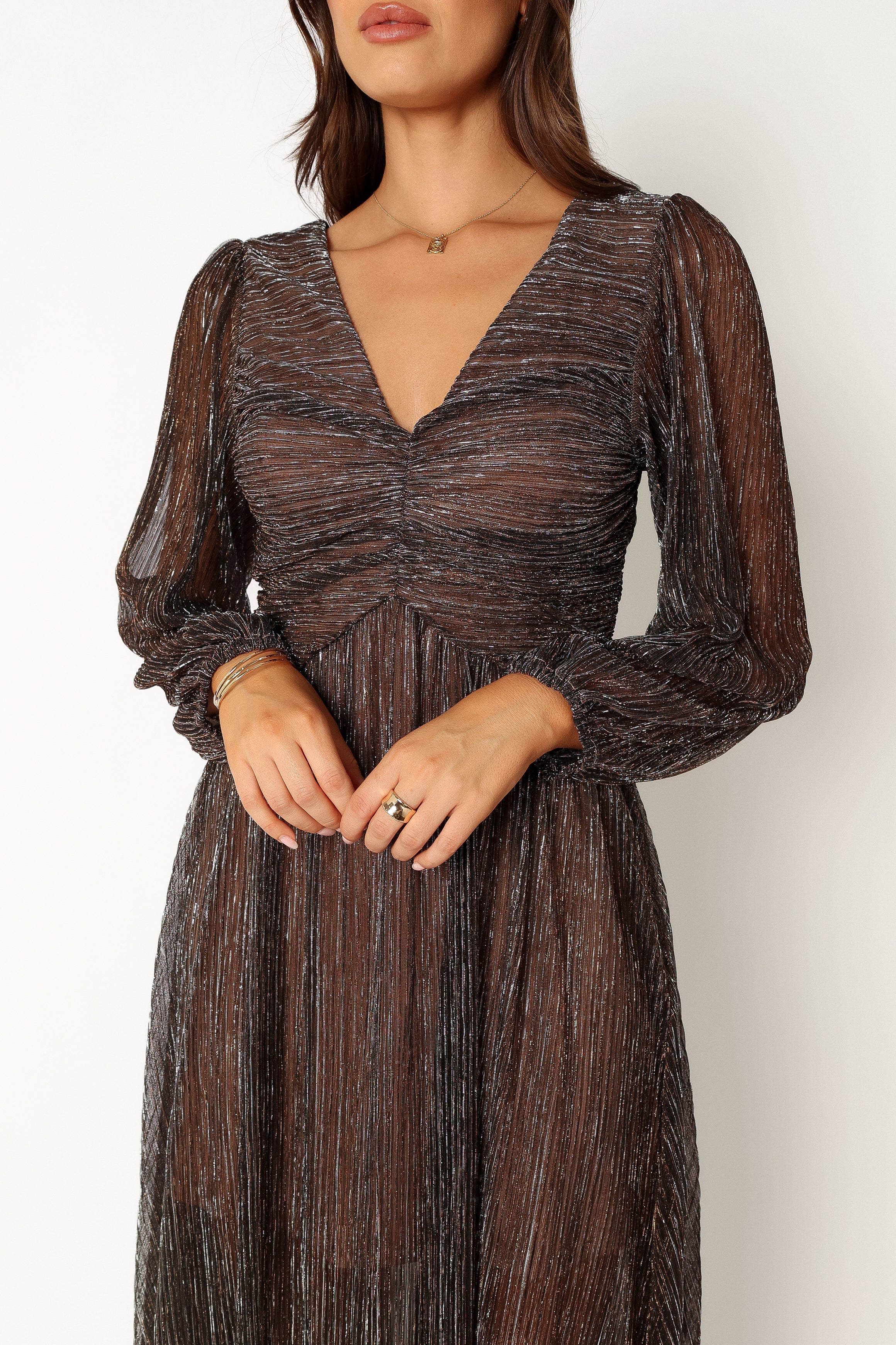 Robe midi à manches longues Lustre - Bronze