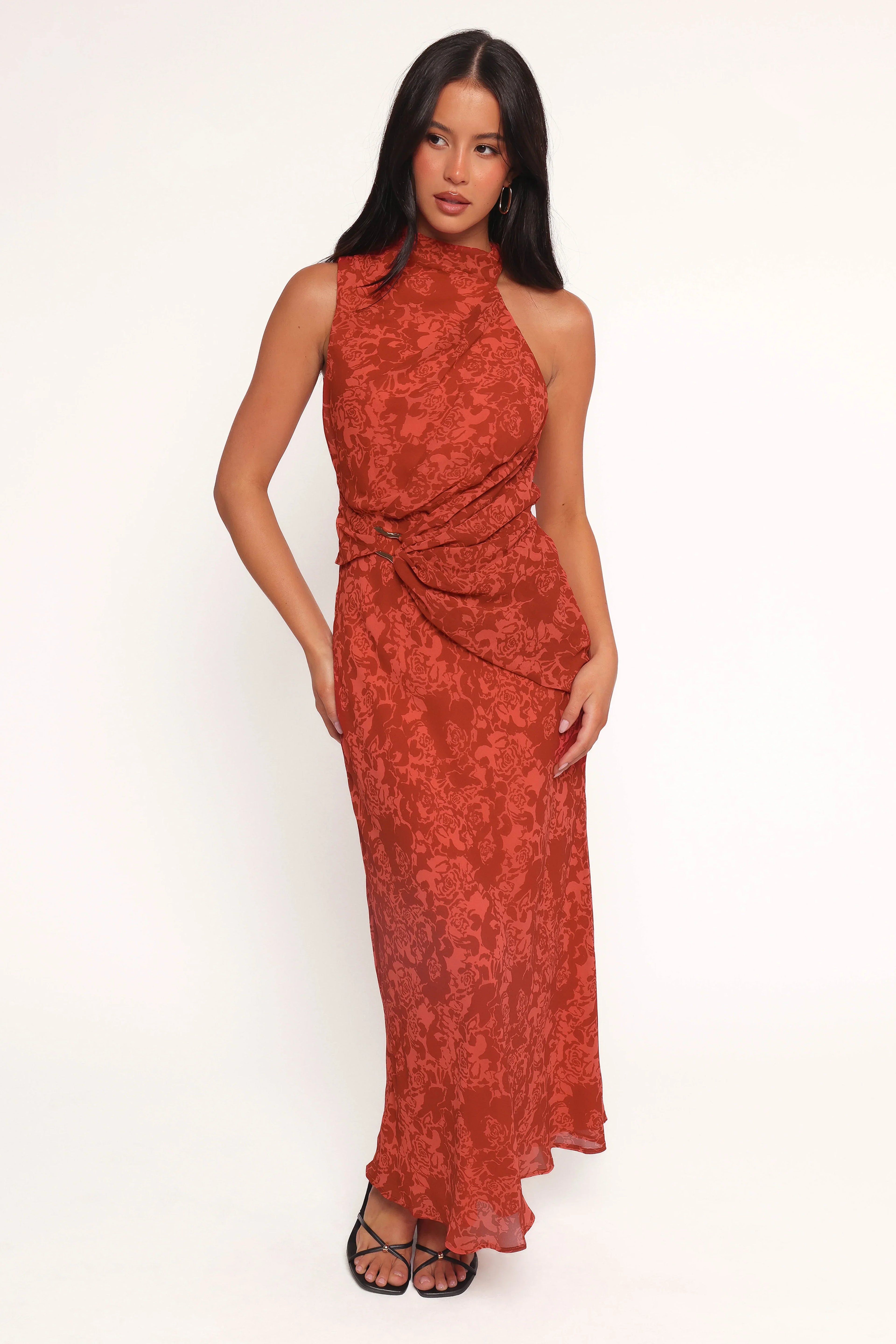 Robe midi Isabeau - Roses rouges