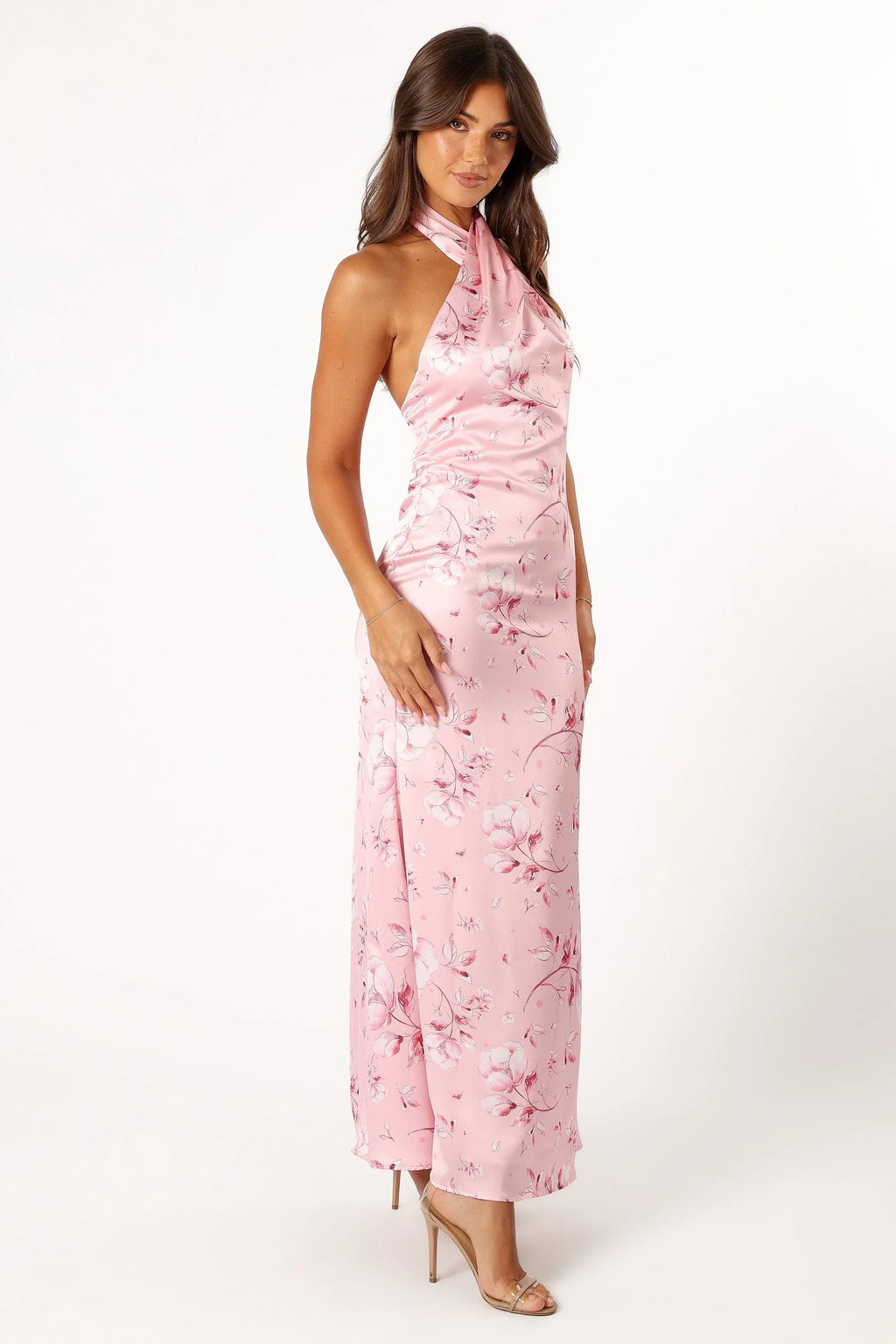 Robe longue dos nu Mila – Imprimé floral rose
