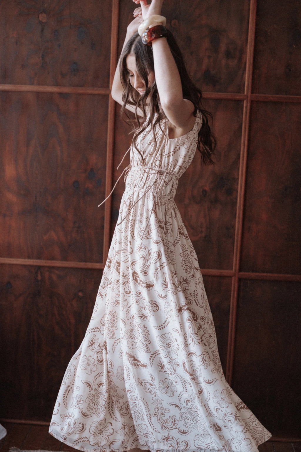 Robe midi Safira - Motif cachemire marron