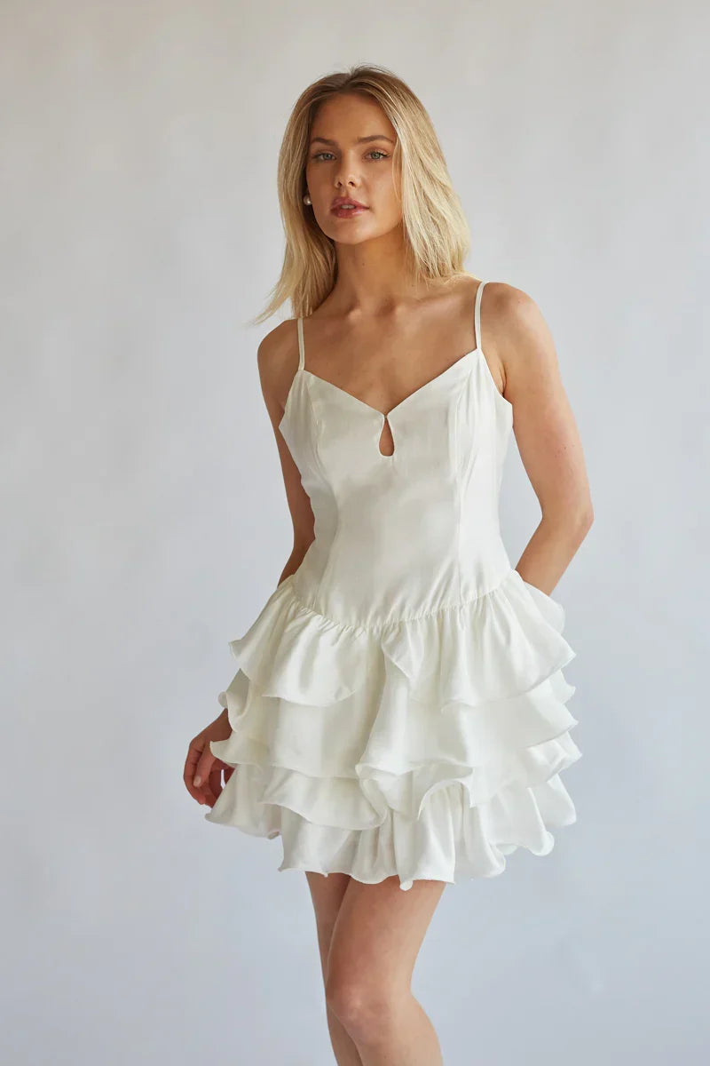 Mini-robe étagée à volants Diane Keyhole
