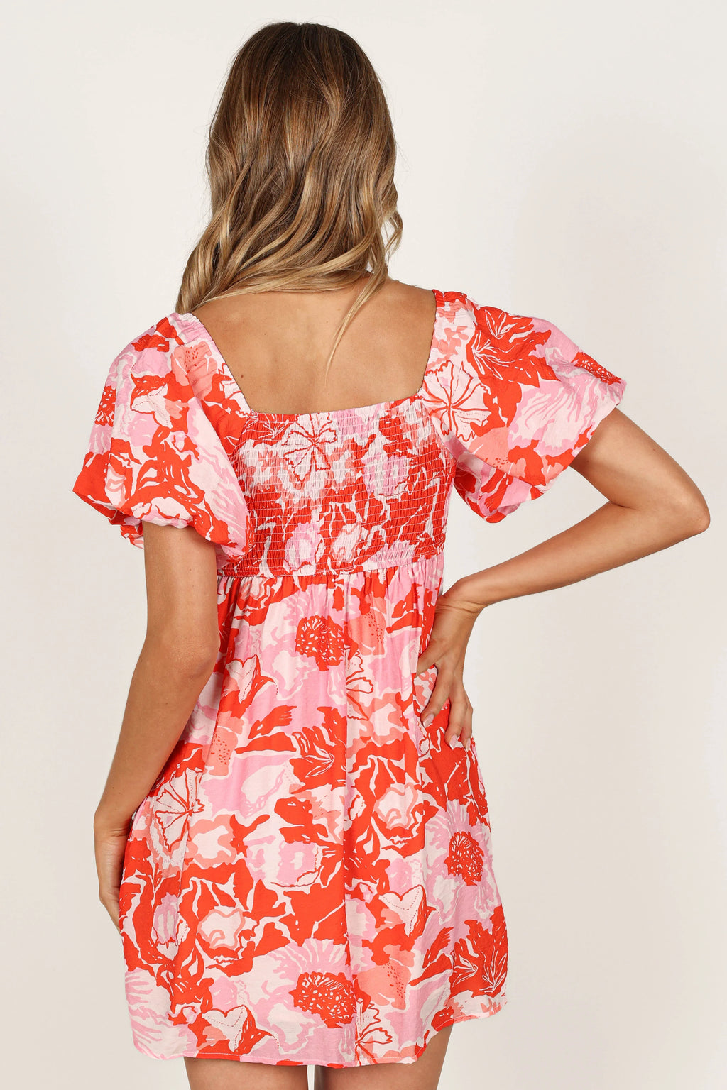 Mini-robe Maggie - Imprimé fleuri rose/rouge