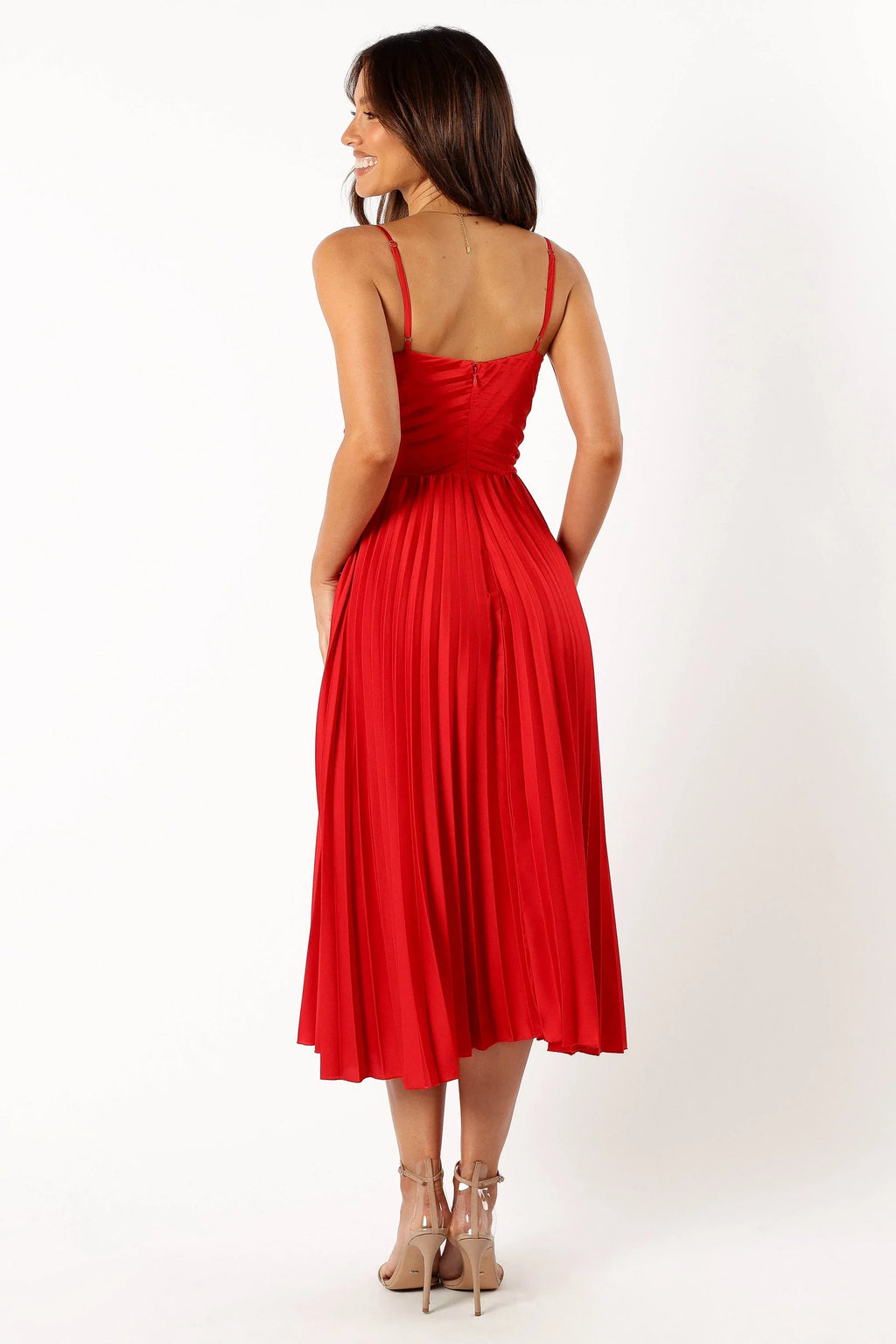 Robe midi plissée Naira - Rouge