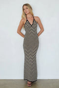 Robe longue en maille rayée Dua