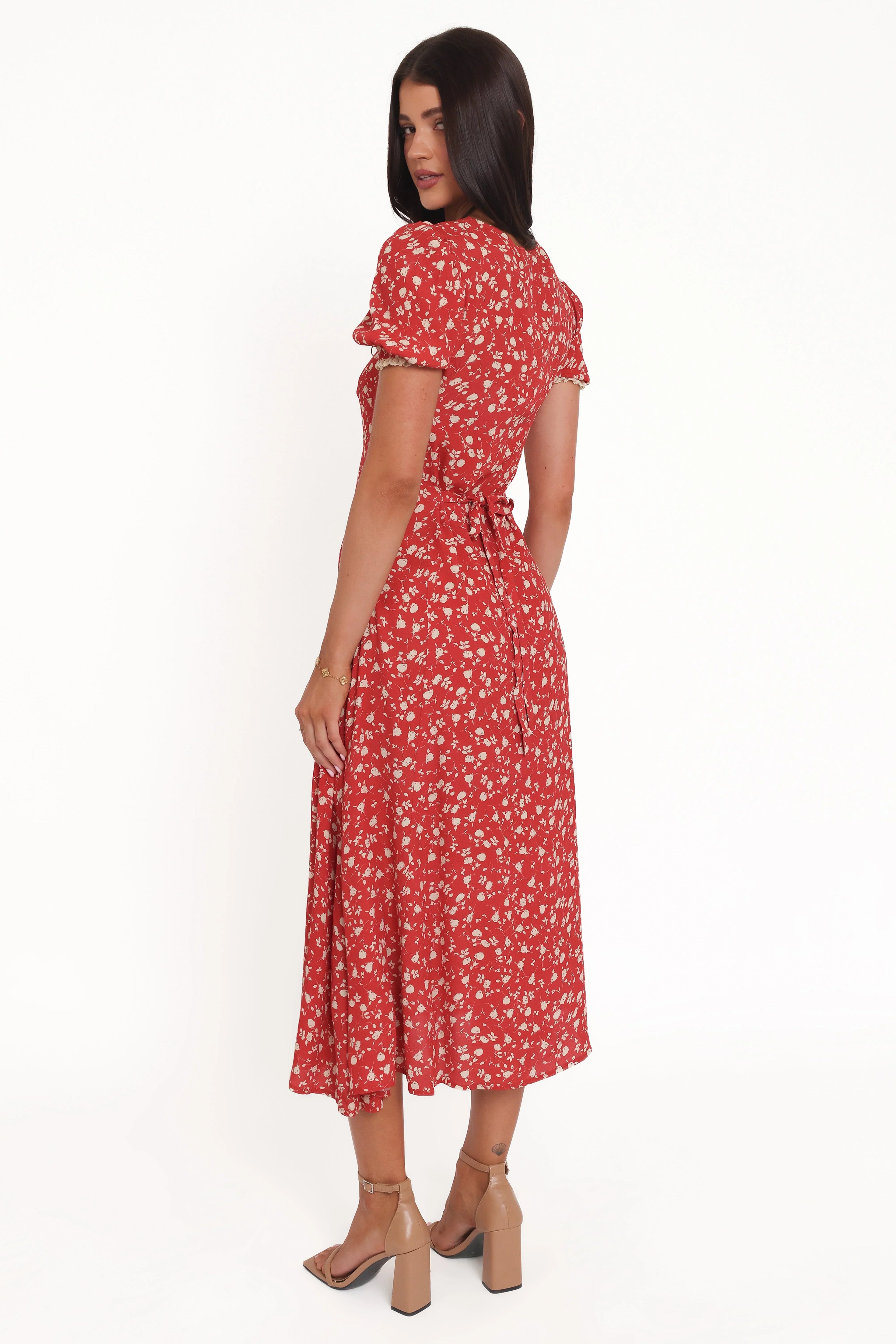 Francine Lace Midi Dress - Red Floral