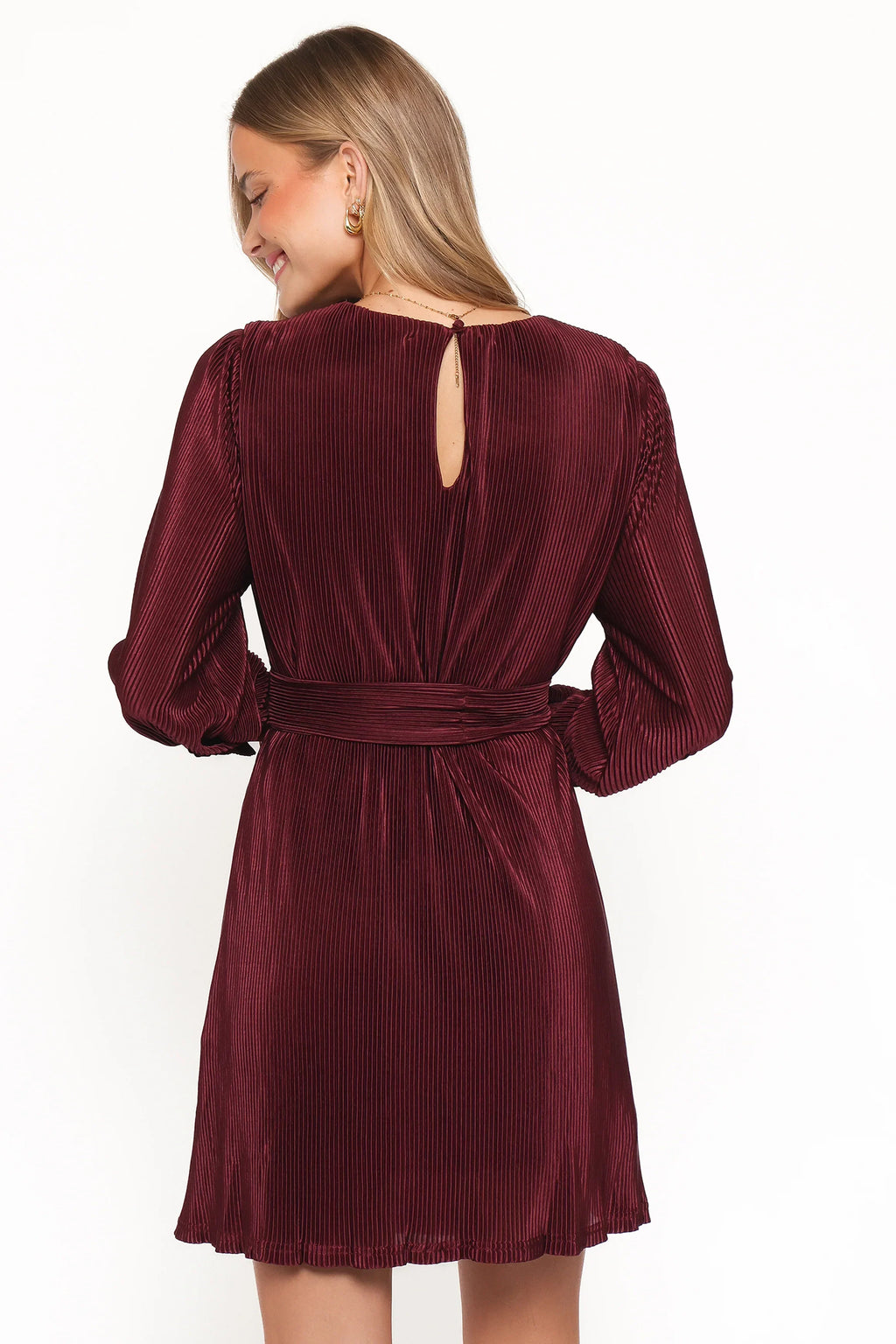 Robe plissée courte Joy - Bourgogne