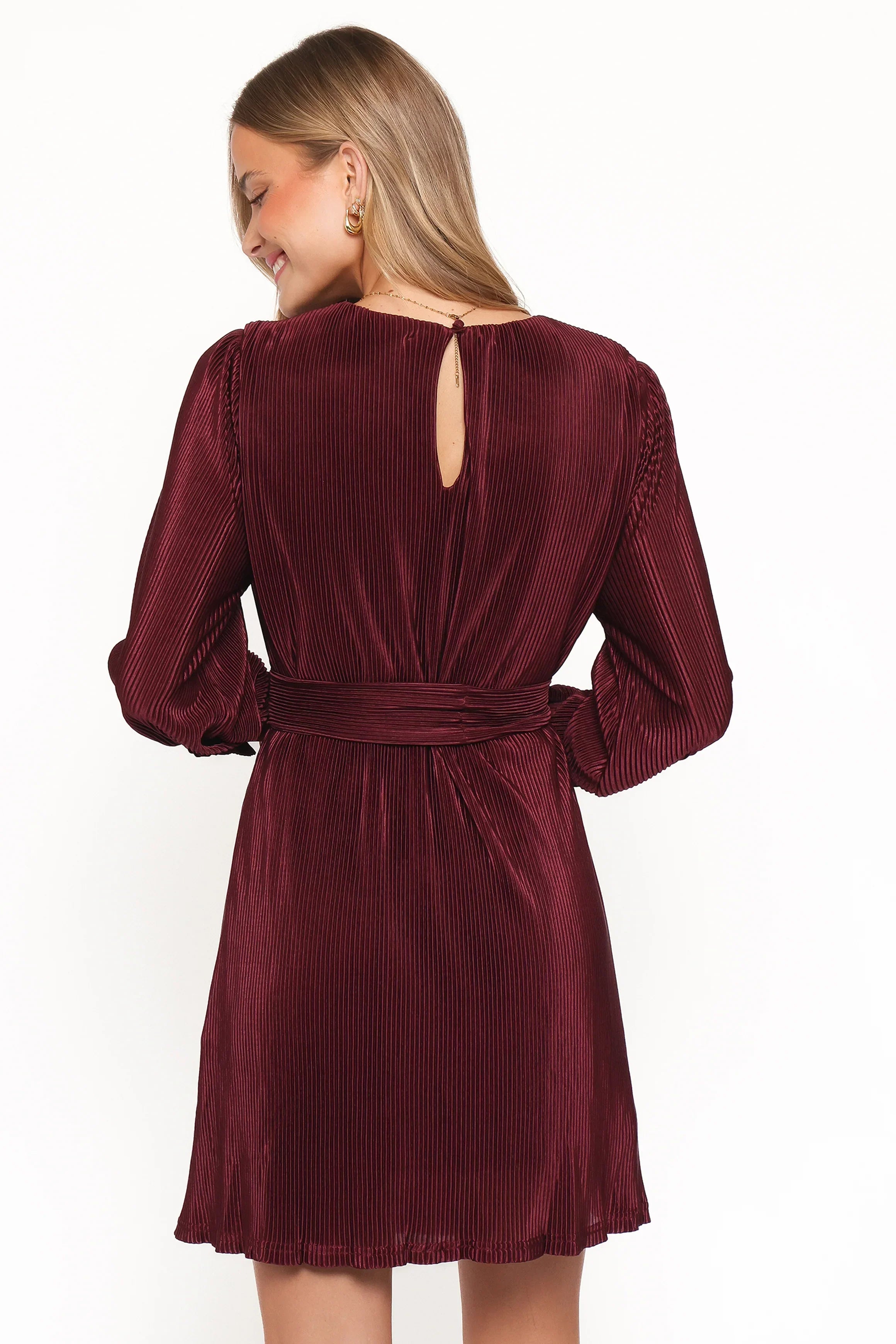 Robe plissée courte Joy - Bourgogne